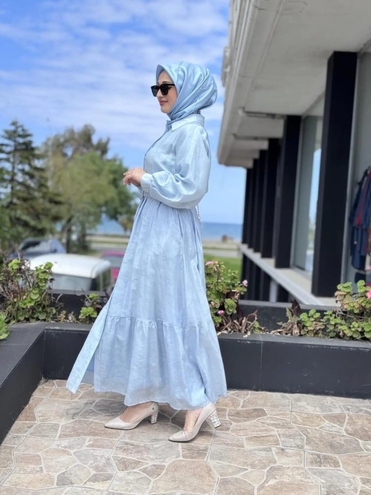 Qupra Vual Kemerli Gömlek Elbise WAB85005