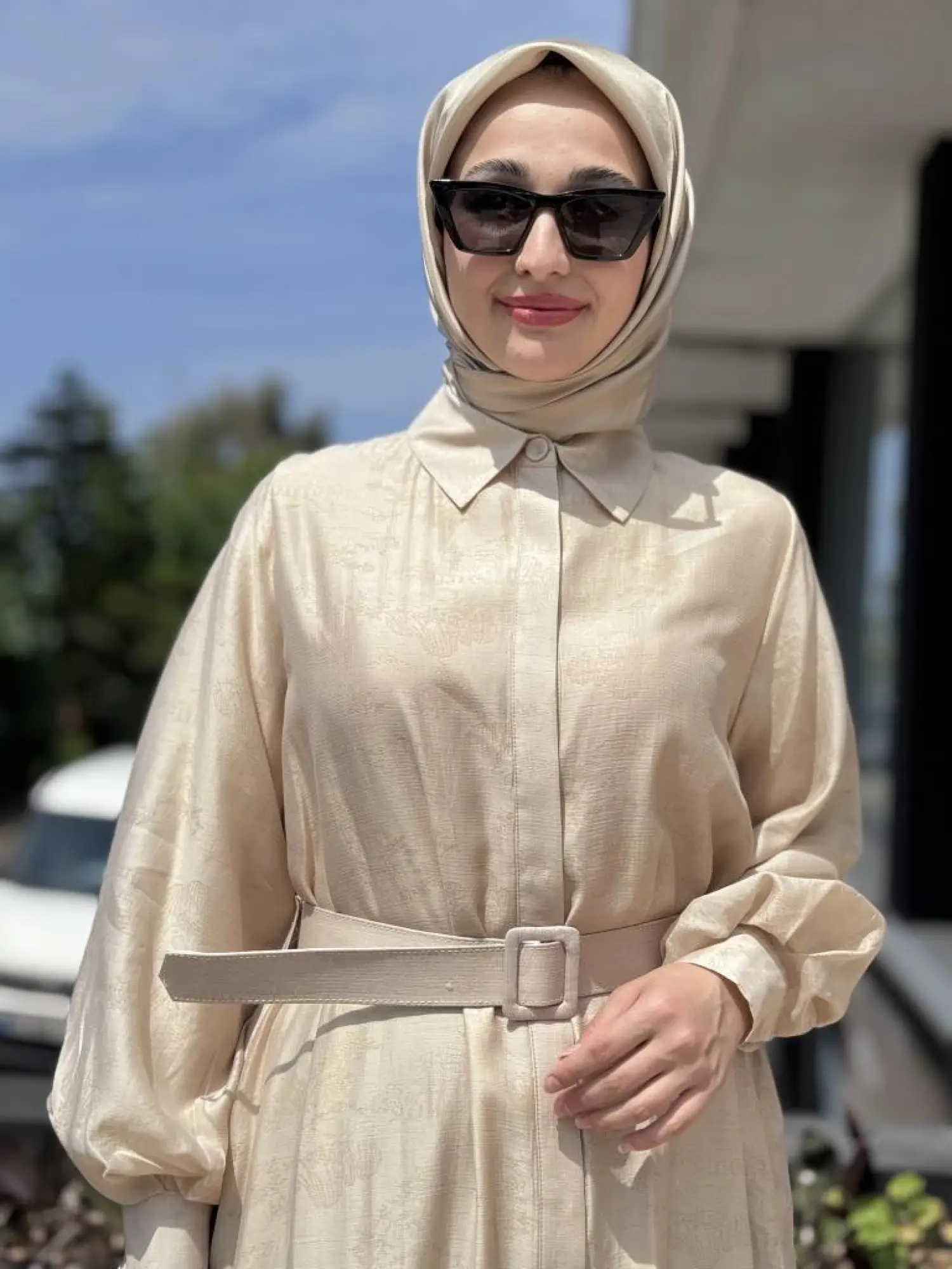 Qupra Vual Kemerli Gömlek Elbise WAB85005