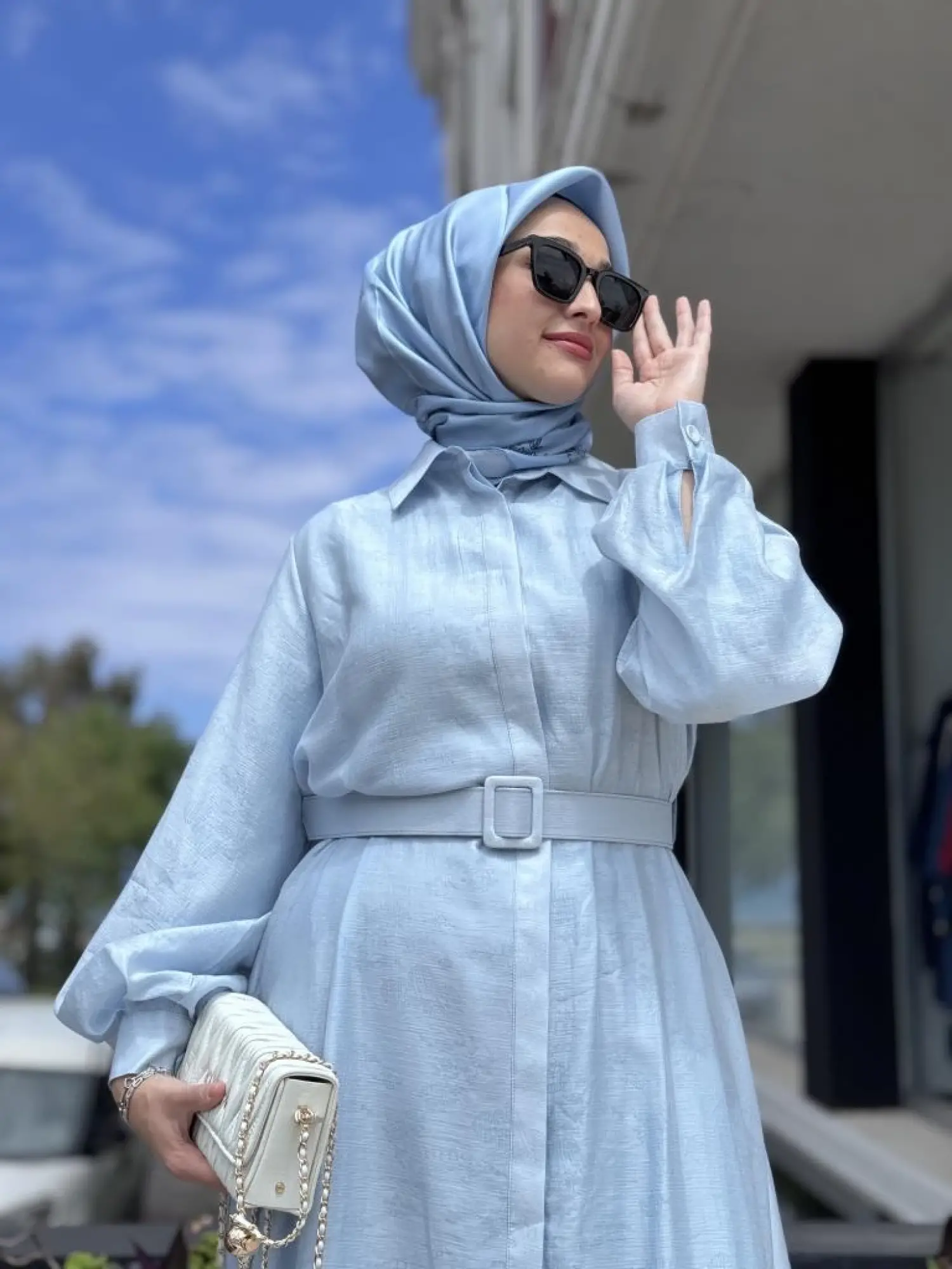 Qupra Vual Kemerli Gömlek Elbise WAB85005