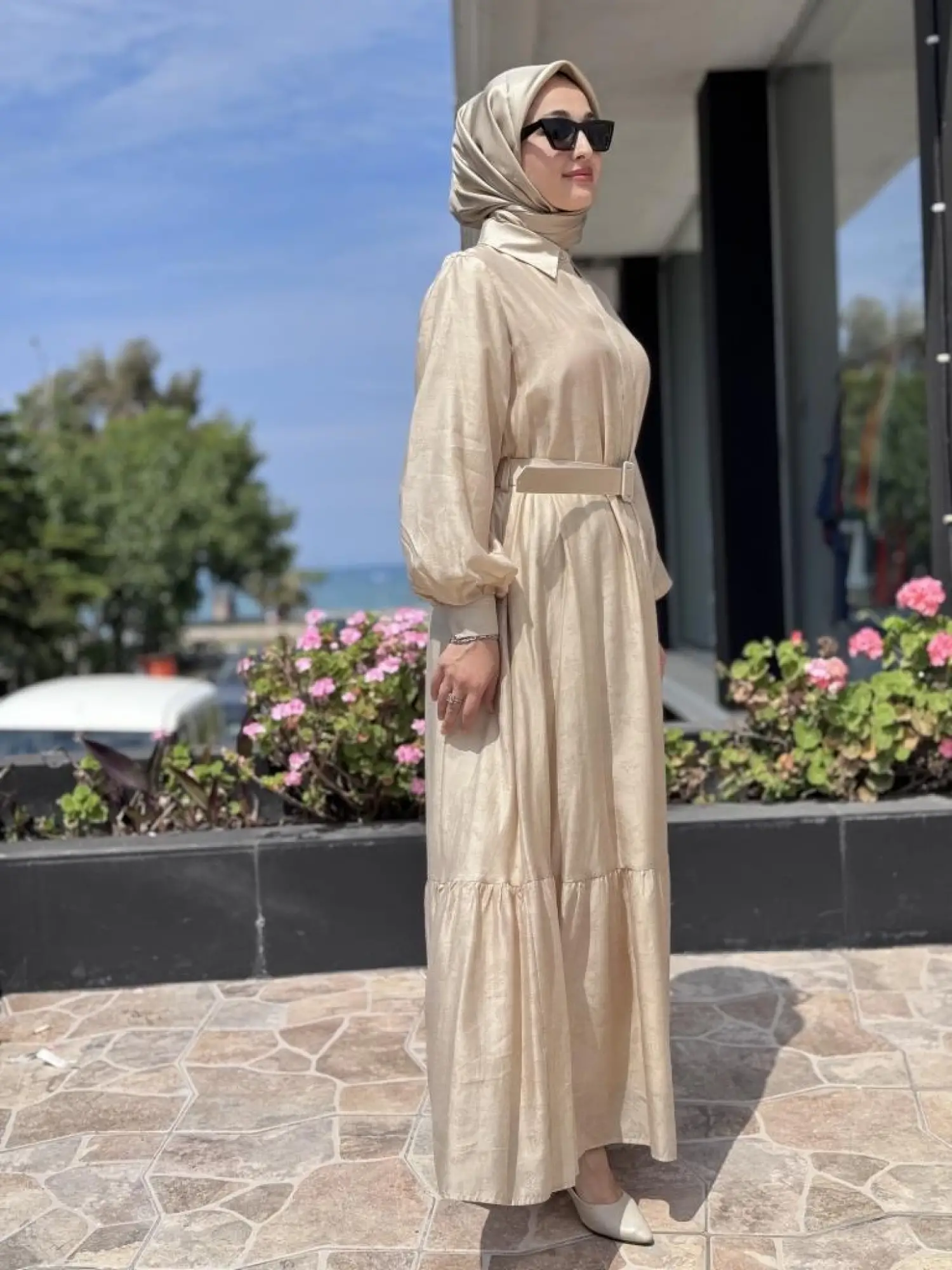 Qupra Vual Kemerli Gömlek Elbise WAB85005