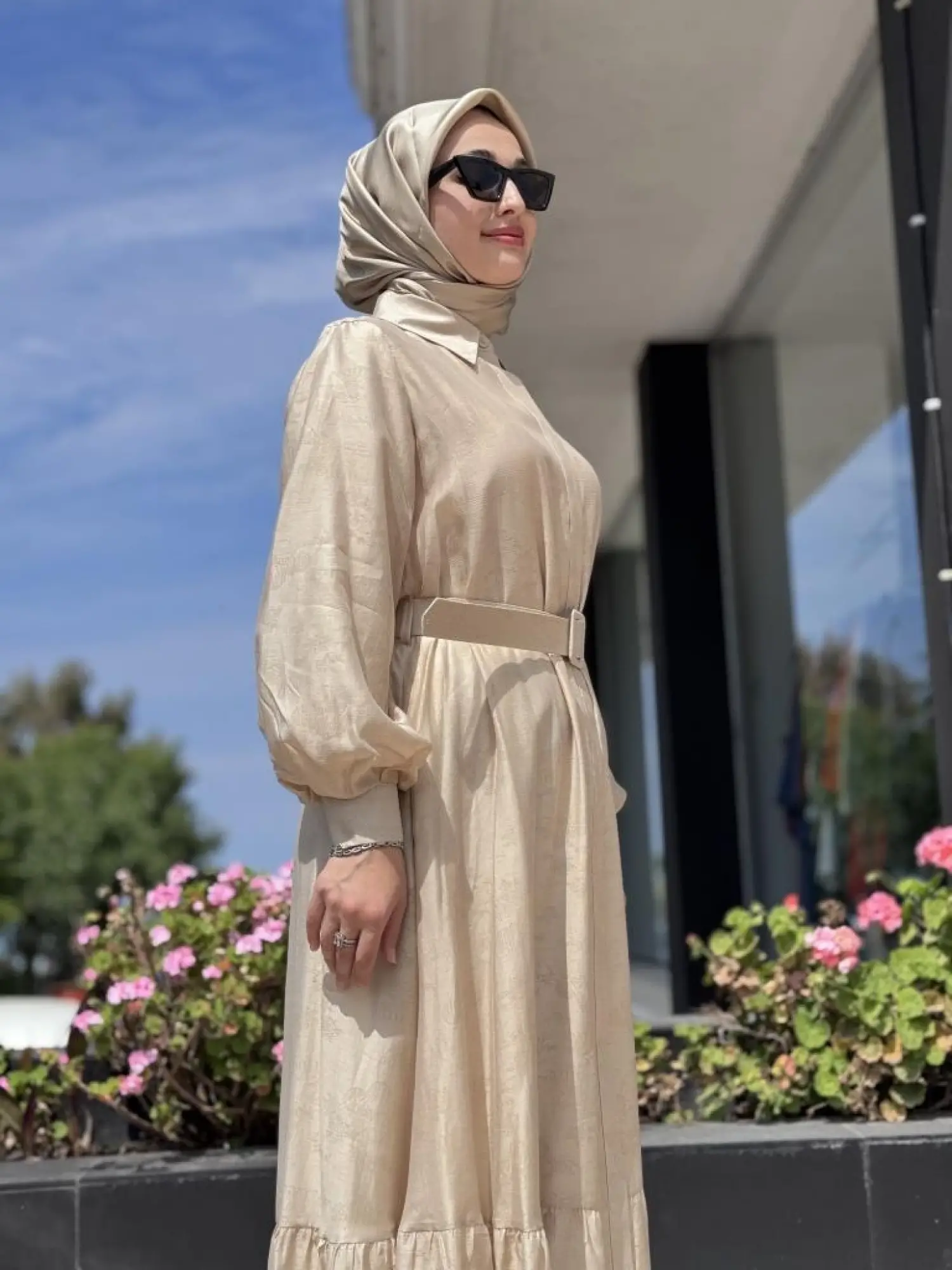 Qupra Vual Kemerli Gömlek Elbise WAB85005