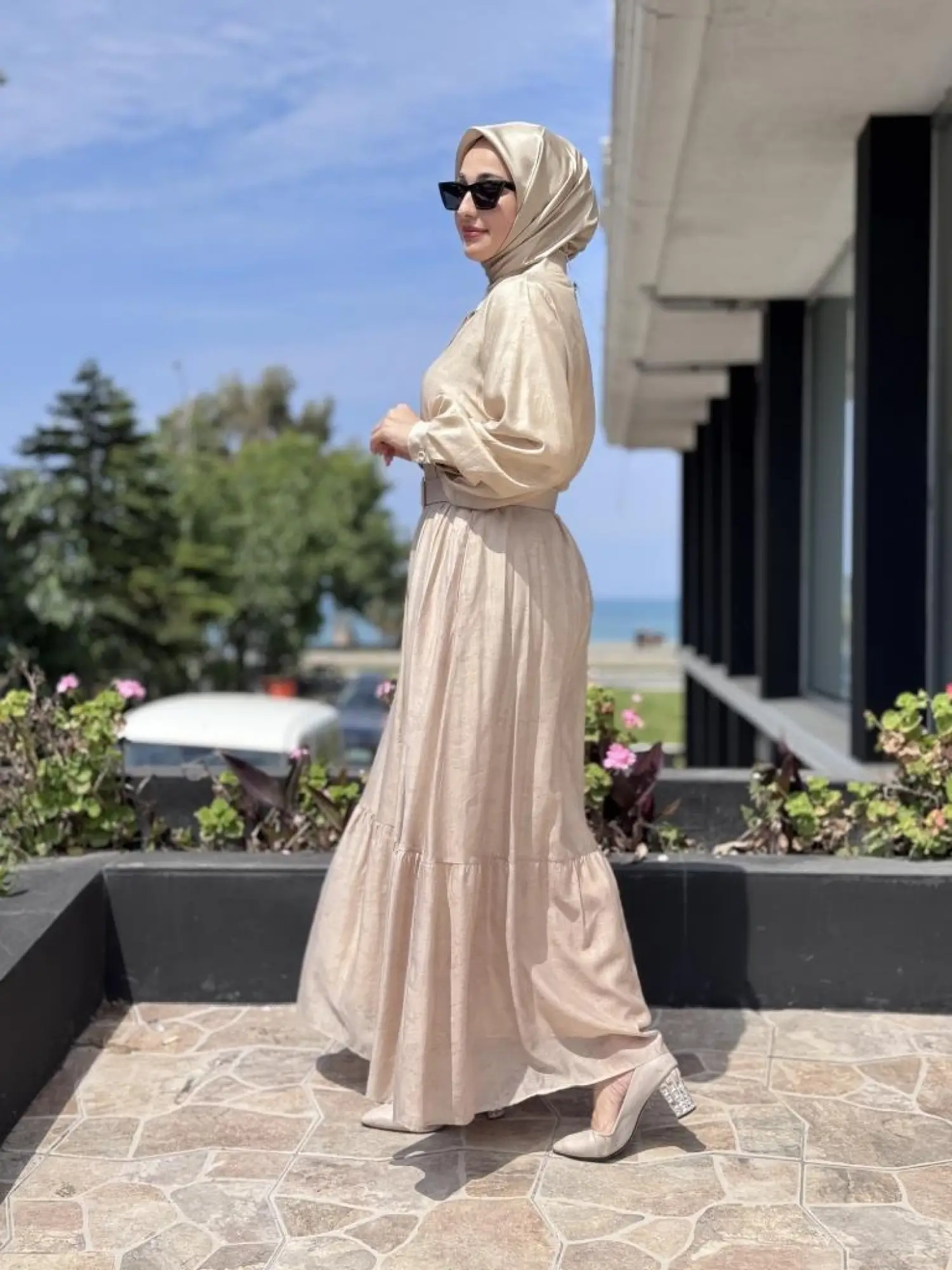 Qupra Vual Kemerli Gömlek Elbise WAB85005