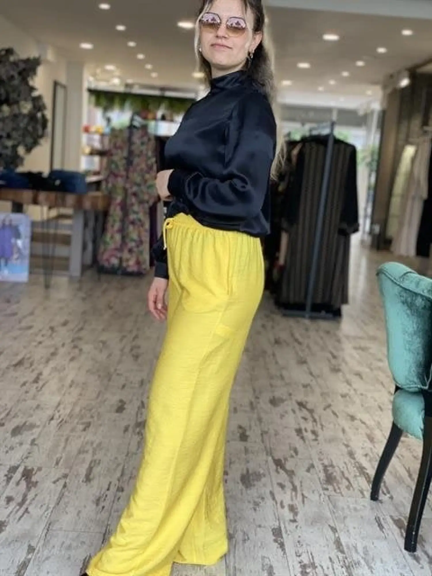 SAİSEİ Beli Lastikli Viscon Cepli Palazzo Pantolon