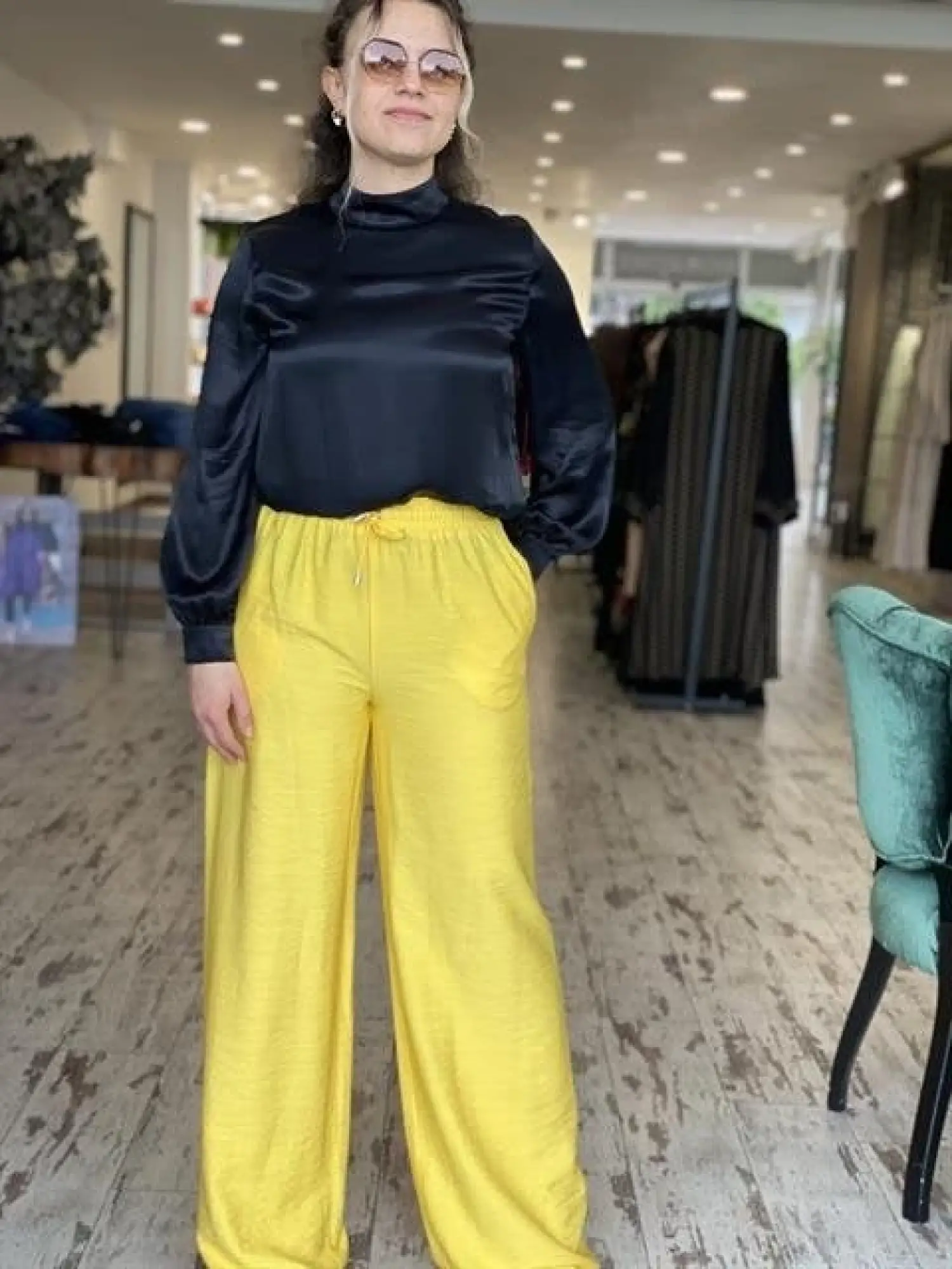 SAİSEİ Beli Lastikli Viscon Cepli Palazzo Pantolon