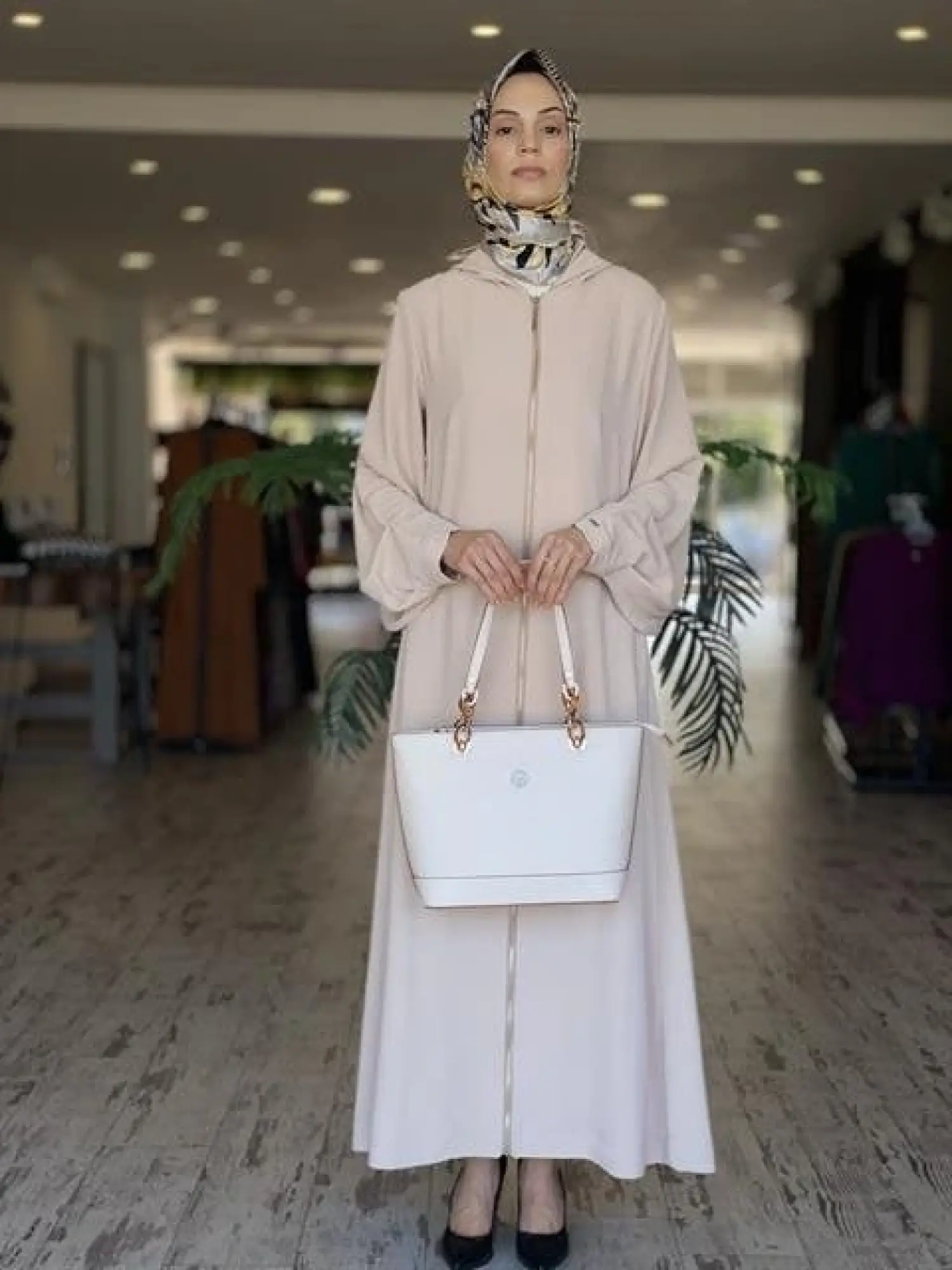 SENNA Andrea Fermuarlı Bej Abaya 4011S23