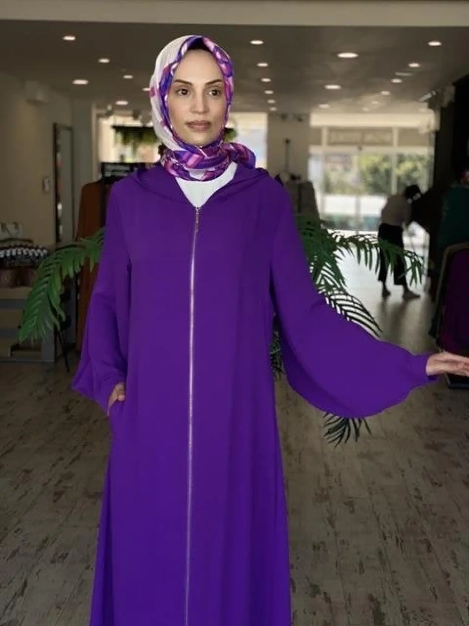 SENNA Andrea Fermuarlı Mor Abaya 4011S23