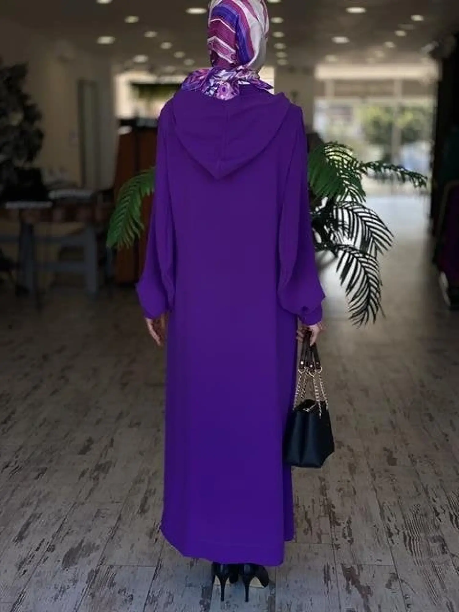 SENNA Andrea Fermuarlı Mor Abaya 4011S23