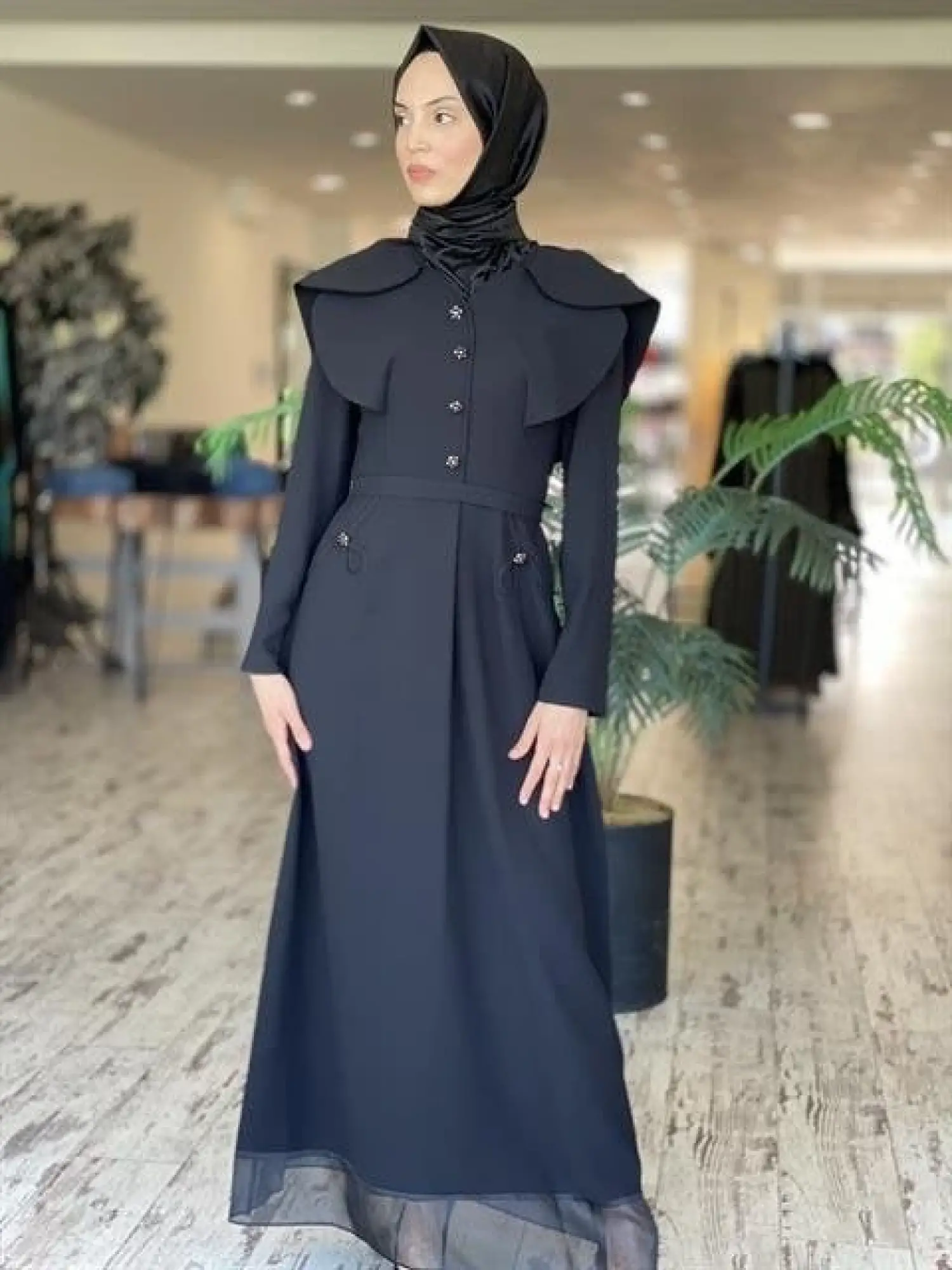 SENNA Arcıa Siyah Tesettür Abiye Elbise 3010S23