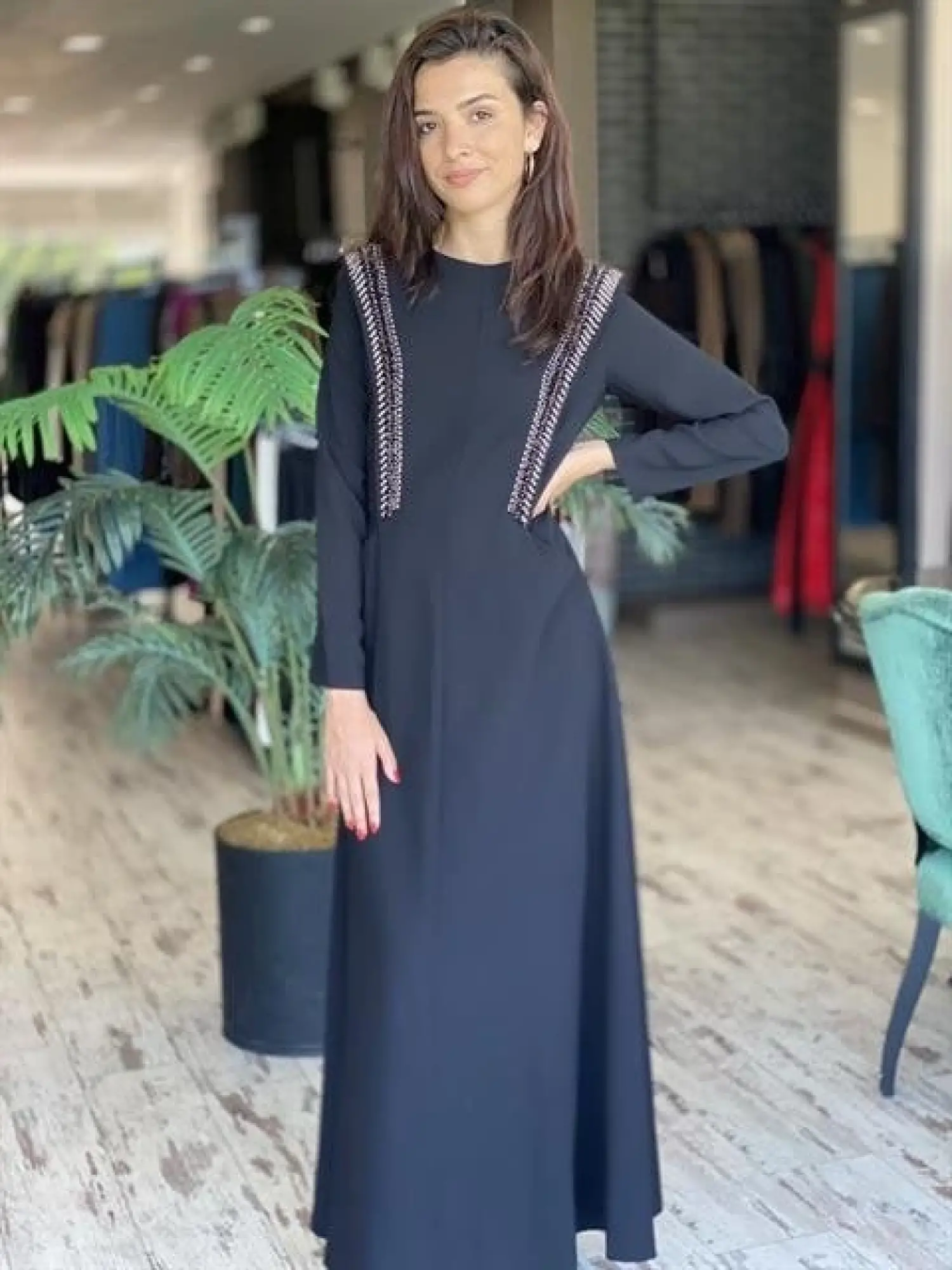 SENNA Carolina Siyah Tesettür Abiye Elbise 3002S23