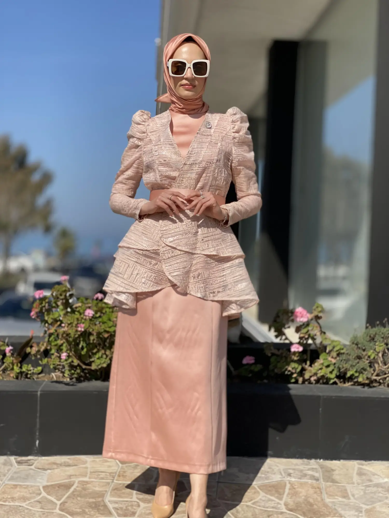 SENNA Fealty Rose Organze Ceket Abiye Elbise Takım 9056S23