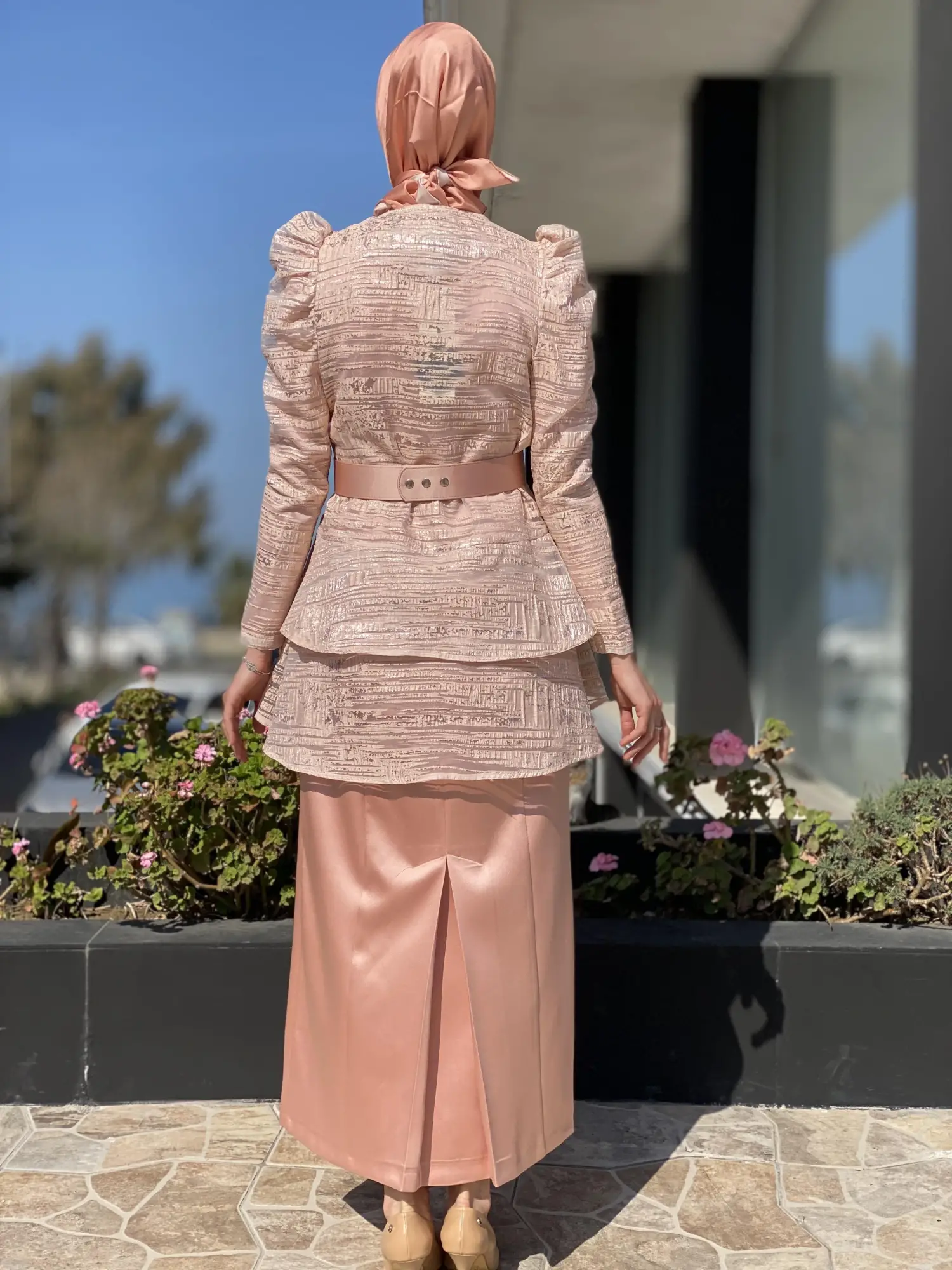 SENNA Fealty Rose Organze Ceket Abiye Elbise Takım 9056S23