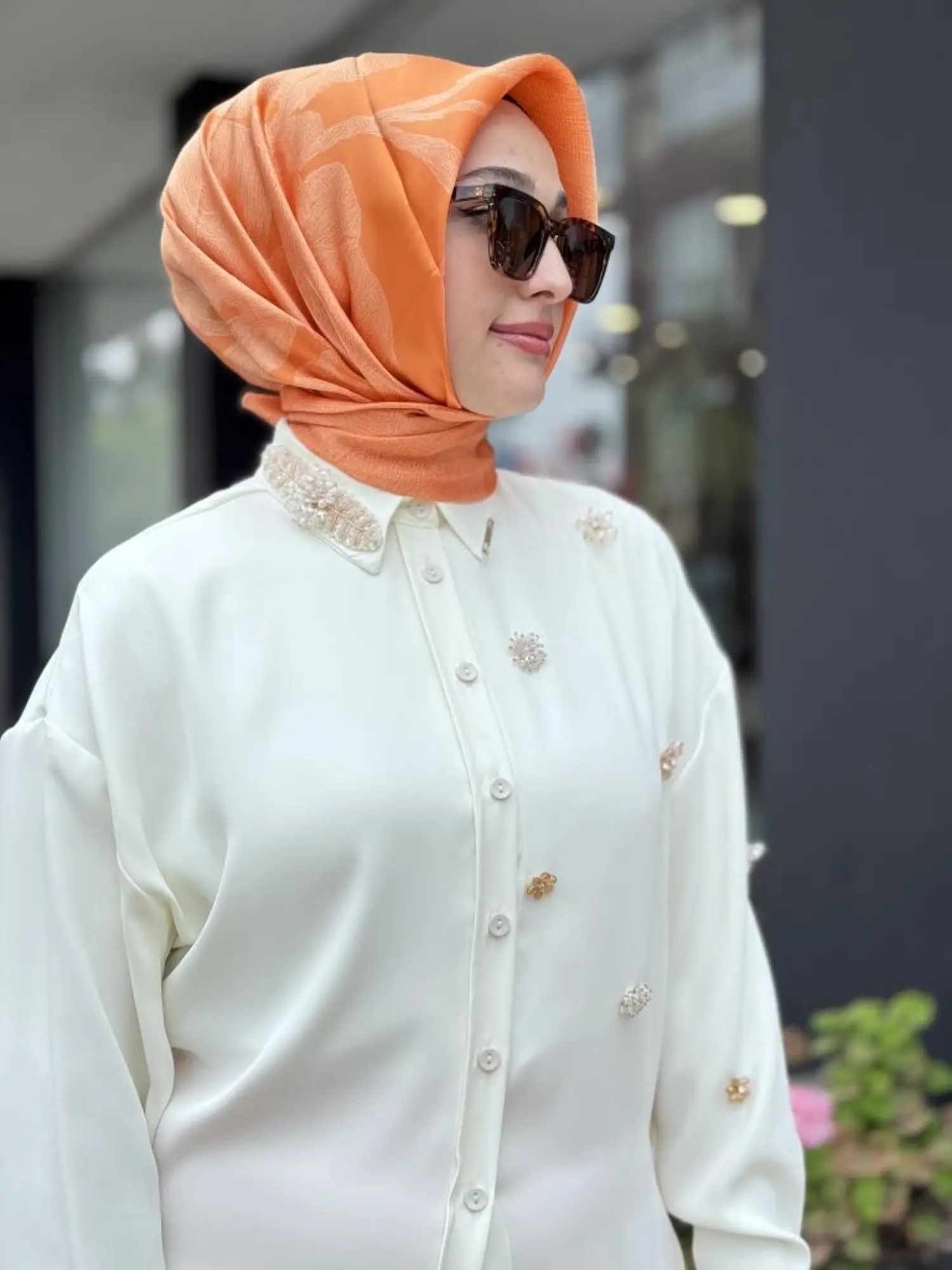 SENNA Gabrielle Boncuk Çiçek Detaylı Gömlek SD21014