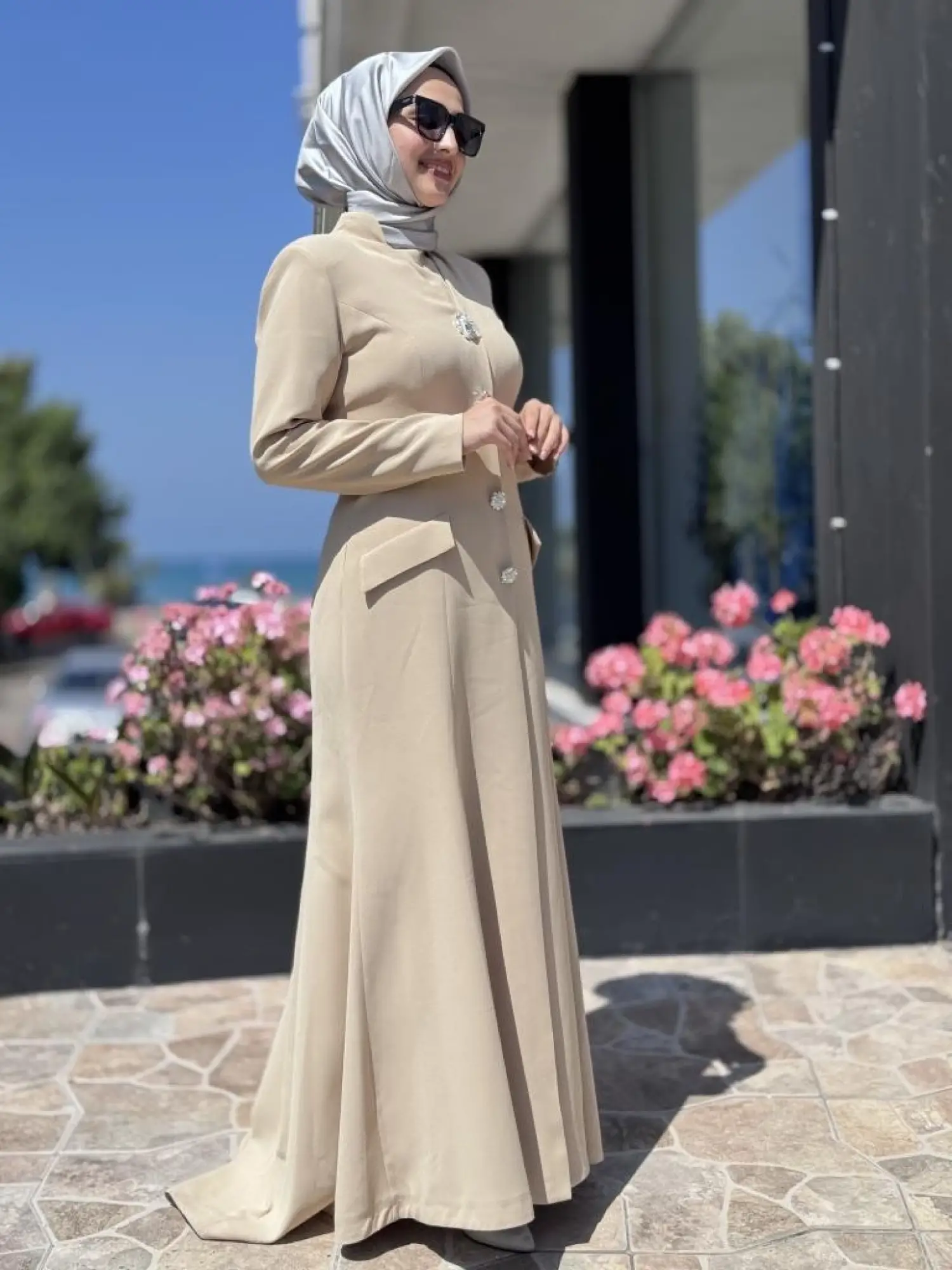 SENNA Hemera Düğmeli Tesettür Abiye Elbise SD2530037