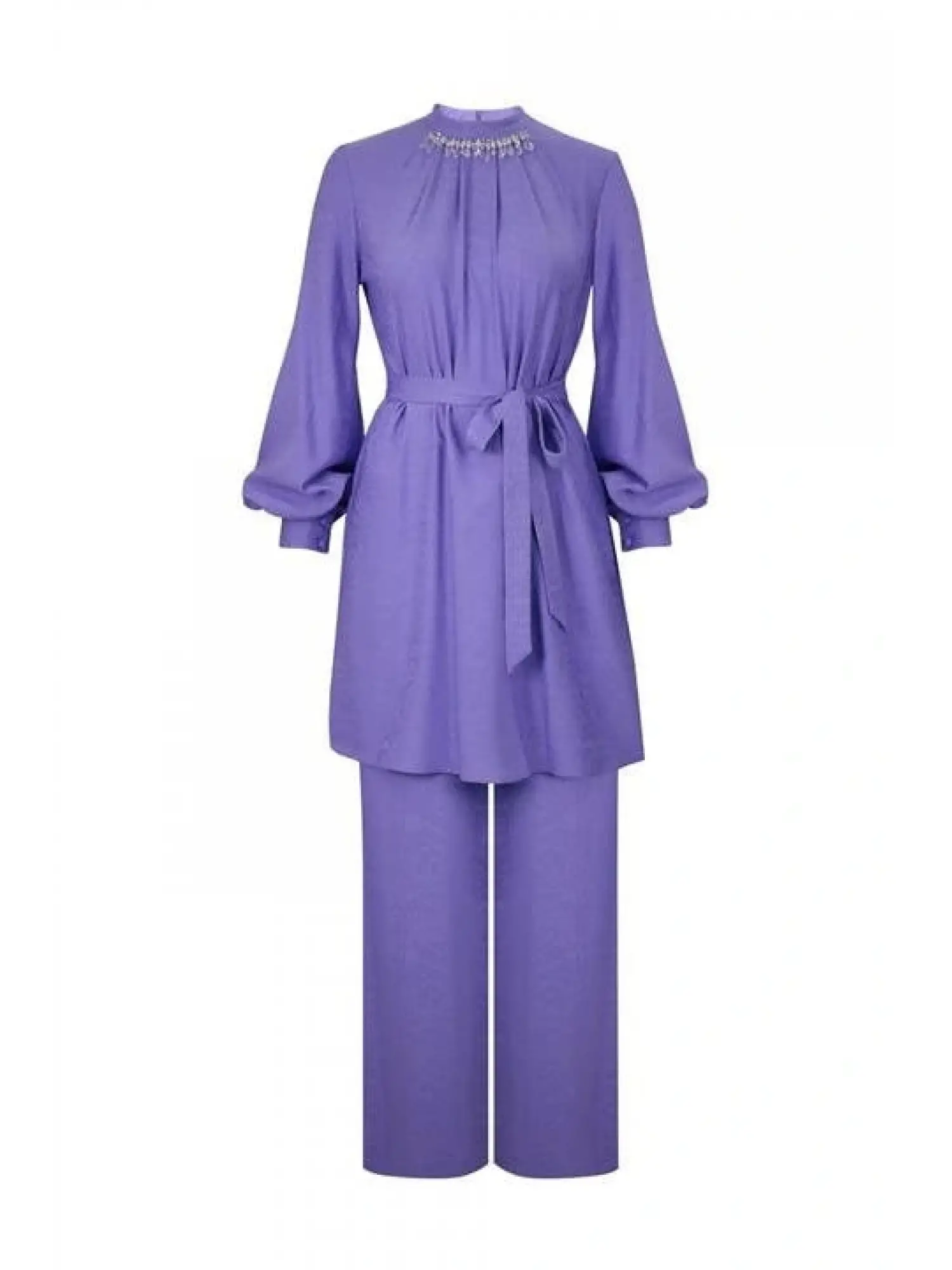 SENNA Jardin Lila Tunik Pantolon Tesettür Abiye Takım 9008S23