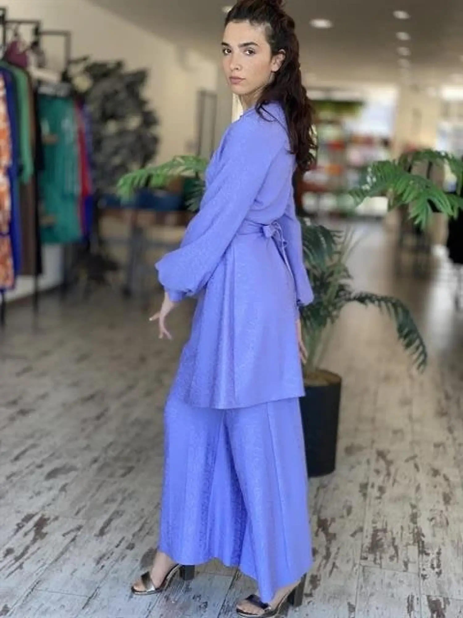 SENNA Jardin Lila Tunik Pantolon Tesettür Abiye Takım 9008S23