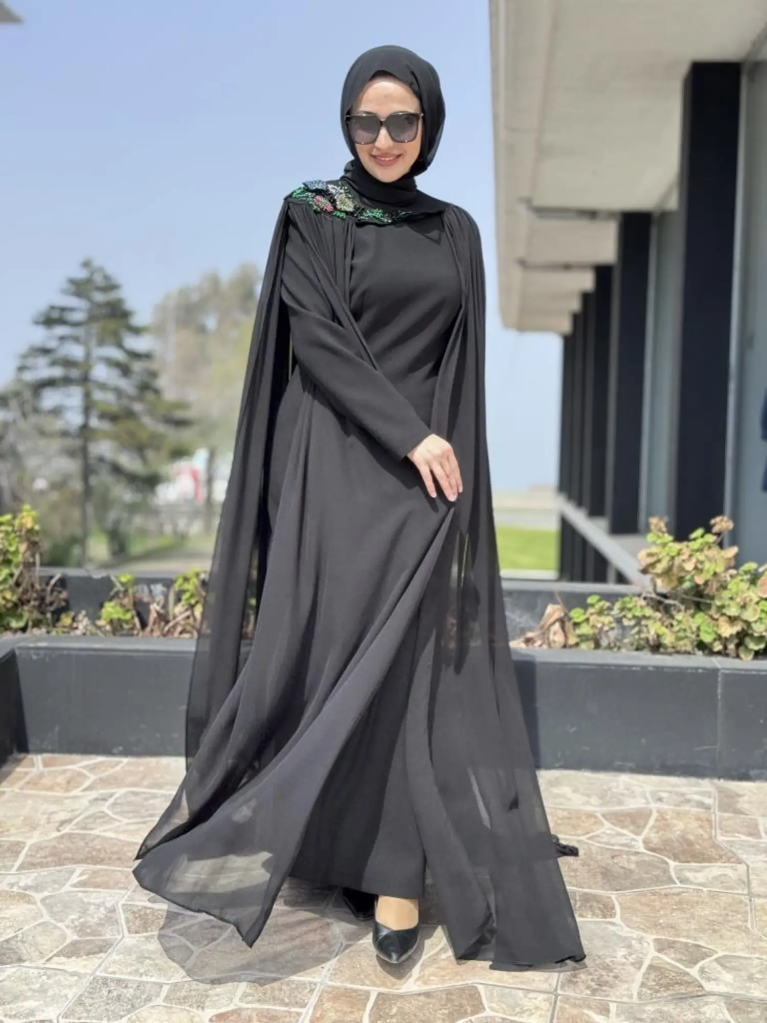 SENNA Reneta Pelerinli (Çıkartılabilir) Tesettür Abiye Dress SD30111