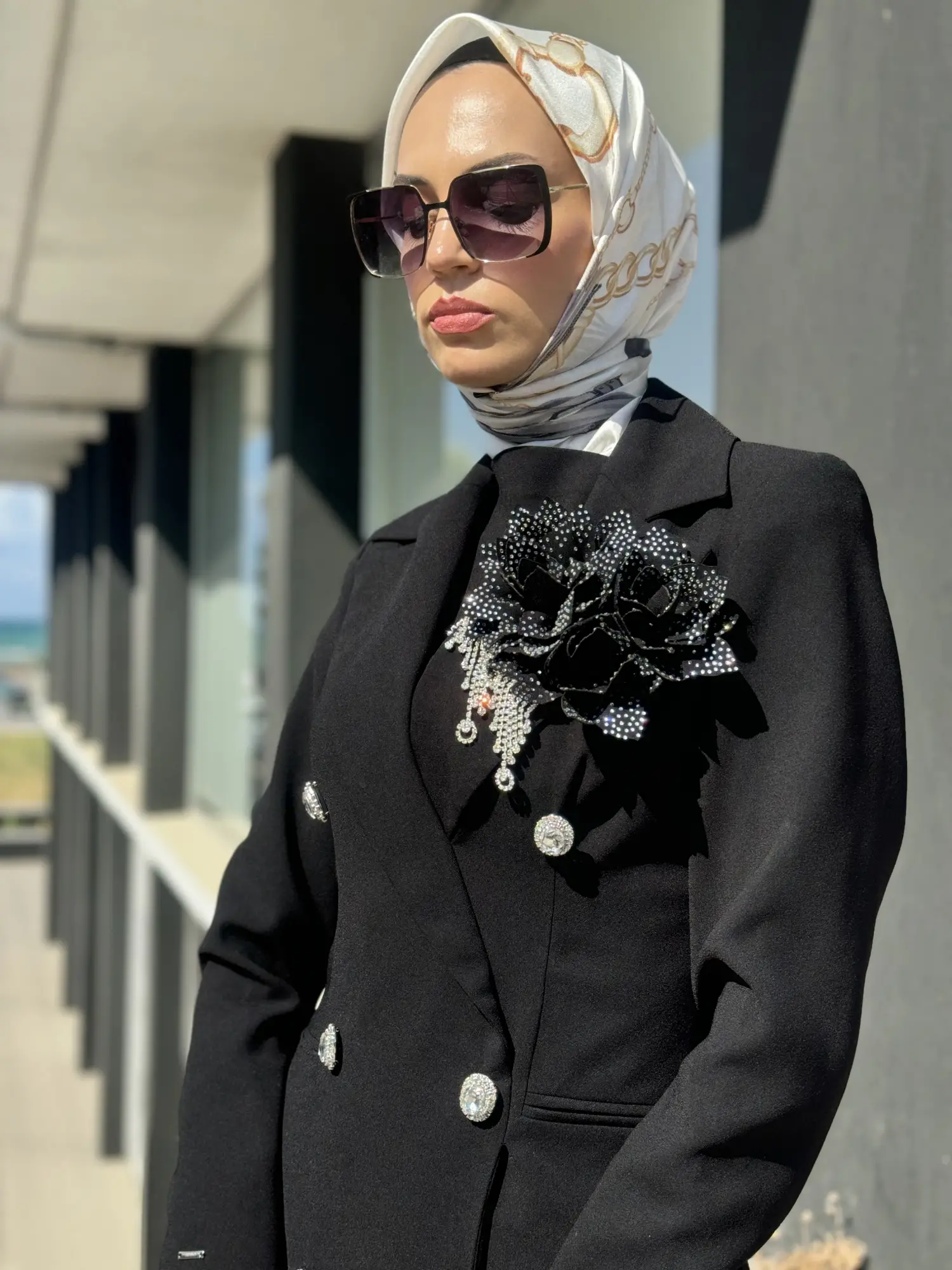 SENNA Rose Stone Dress Tesettür Abiye SD30080