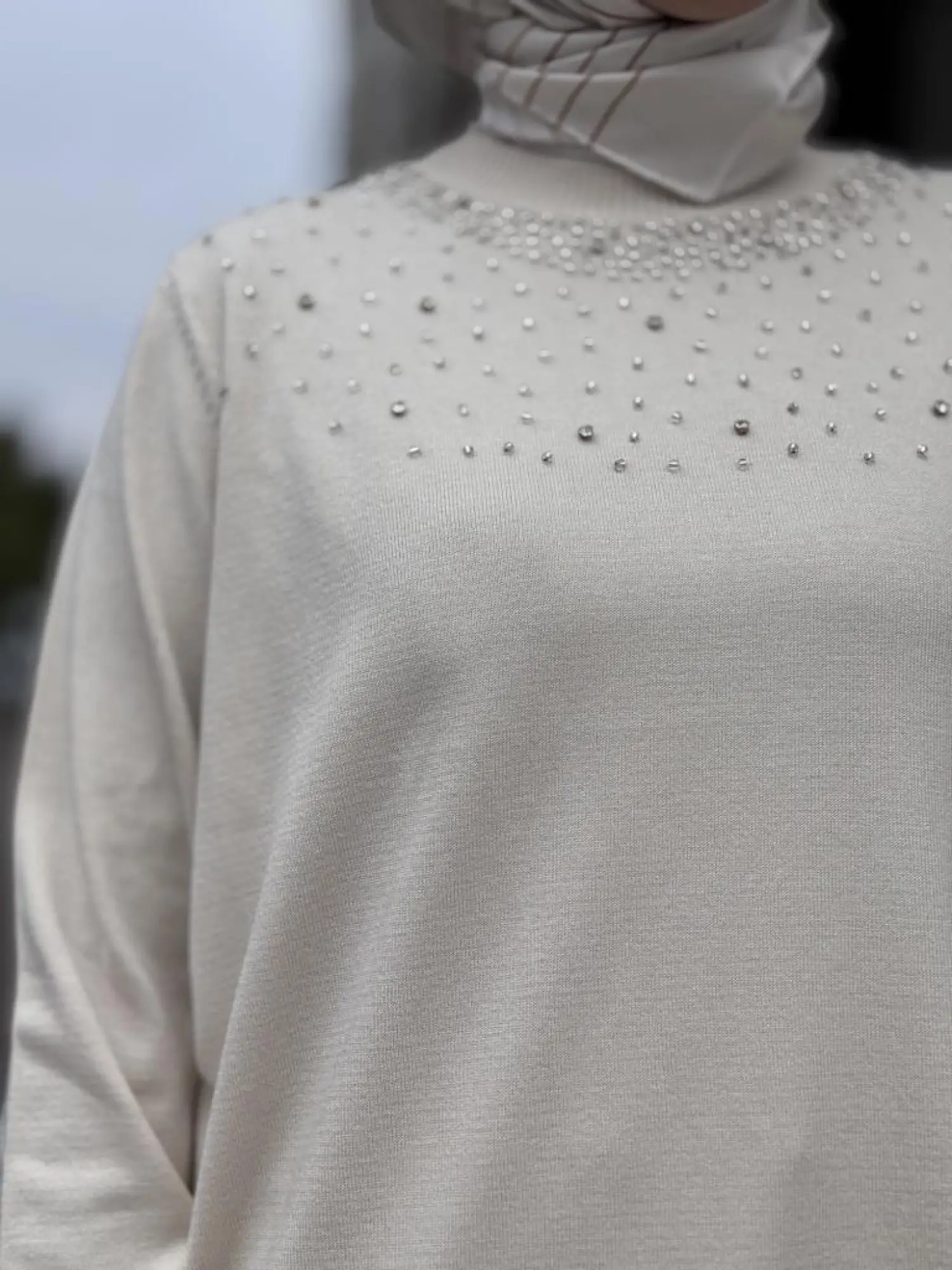 Tığ Triko Boncuk İşlemeli Bluz BLZ21725