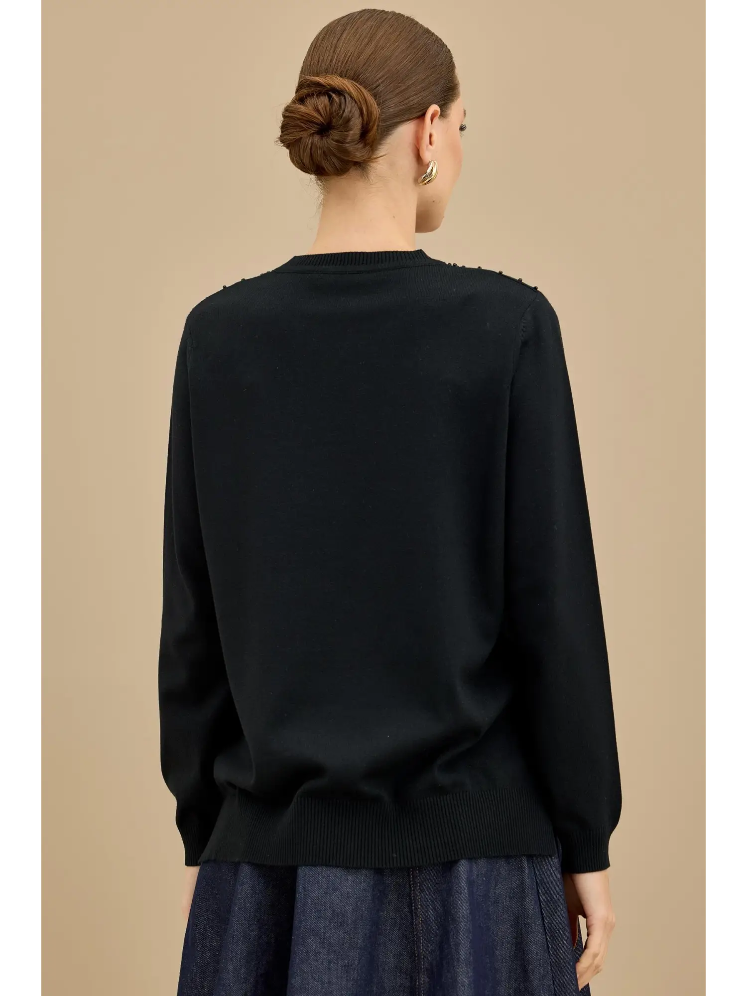 Tığ Triko Boncuk İşlemeli Bluz BLZ21725