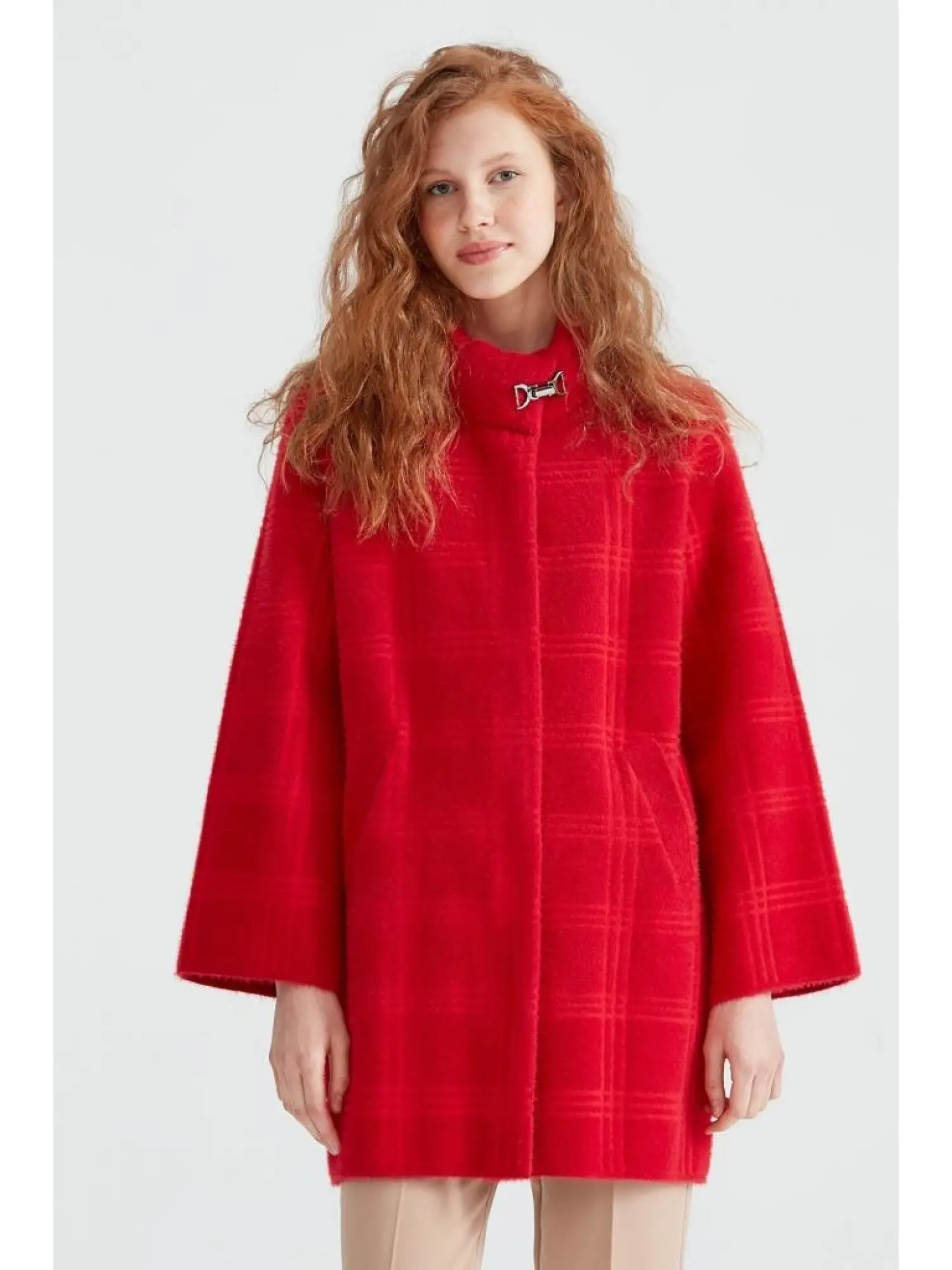 Tığ Triko Broşlu Örgü Detaylı Mink Kaban KBN20862