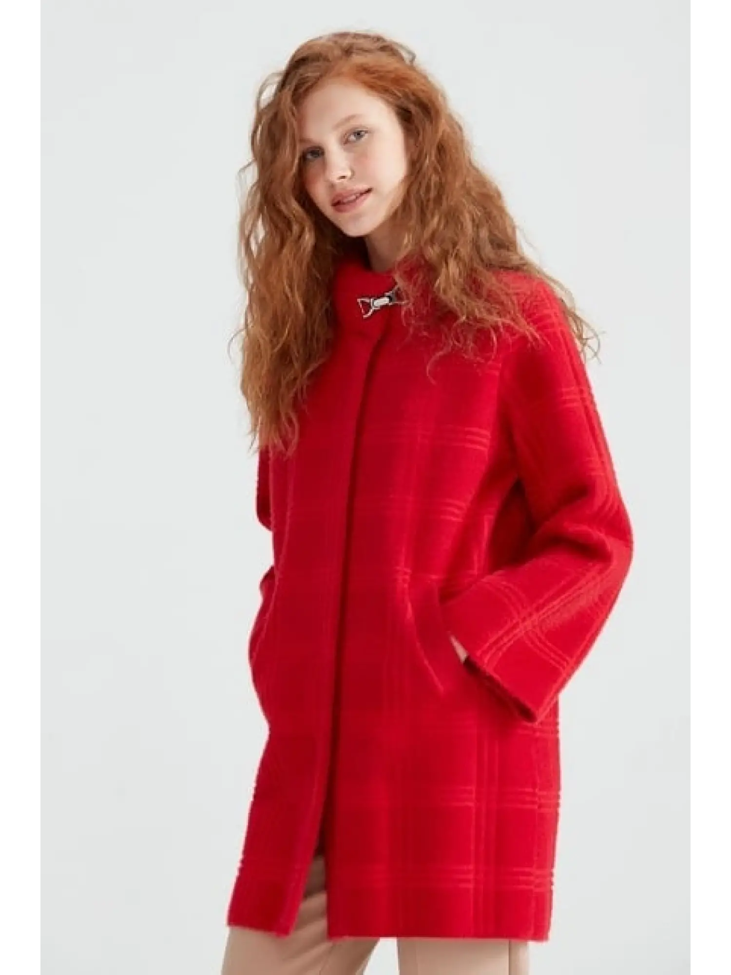 Tığ Triko Broşlu Örgü Detaylı Mink Kaban KBN20862