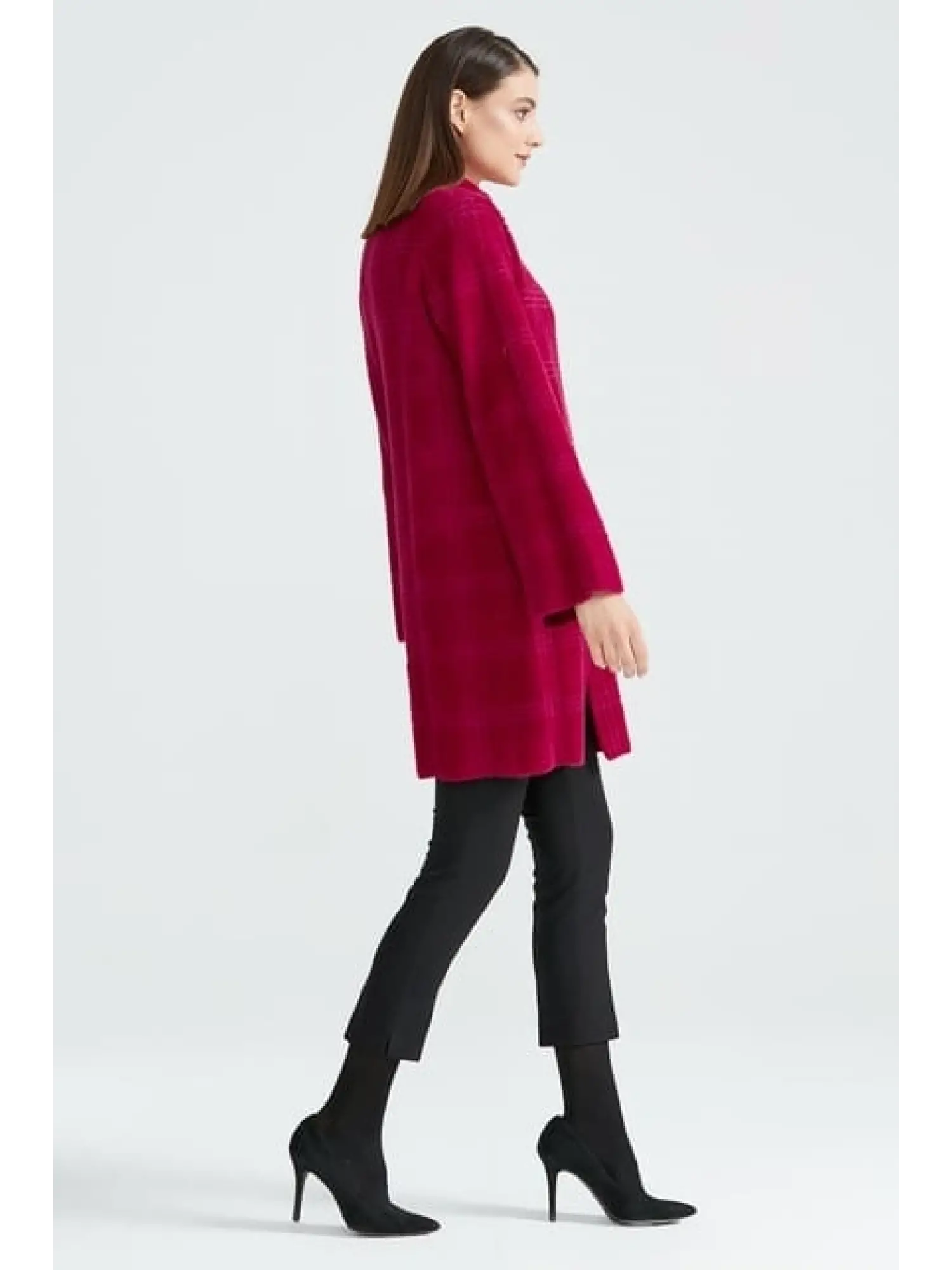 Tığ Triko Broşlu Örgü Detaylı Mink Kaban KBN20862