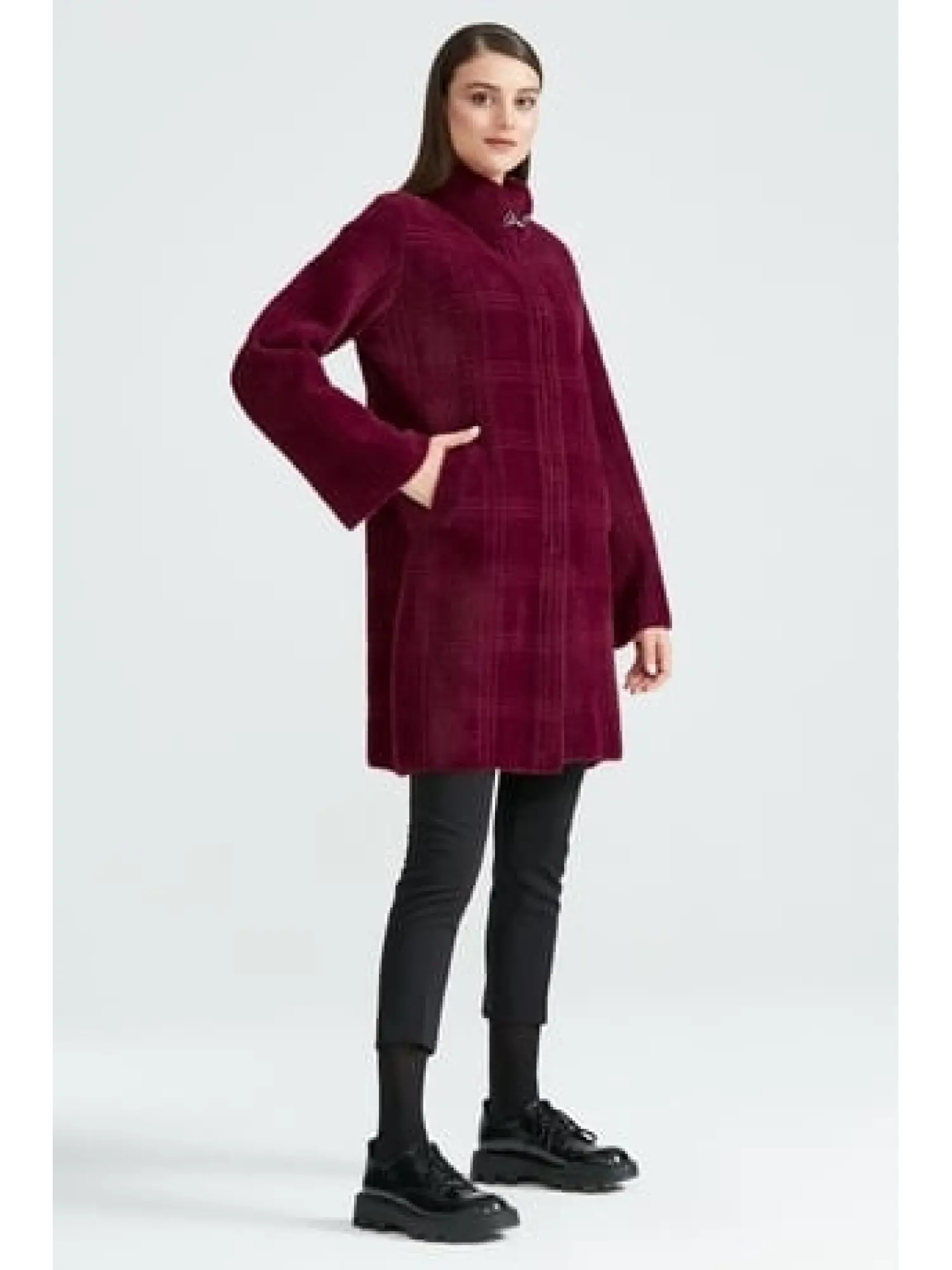 Tığ Triko Broşlu Örgü Detaylı Mink Kaban KBN20862