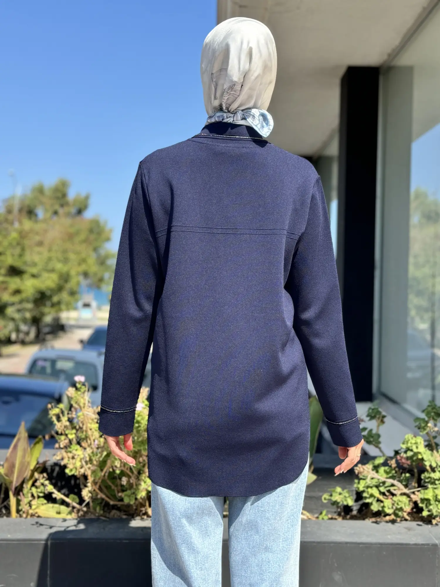 Tığ Triko Cep Detaylı Polo Yakalı Rayon Triko Hırka HRK21562