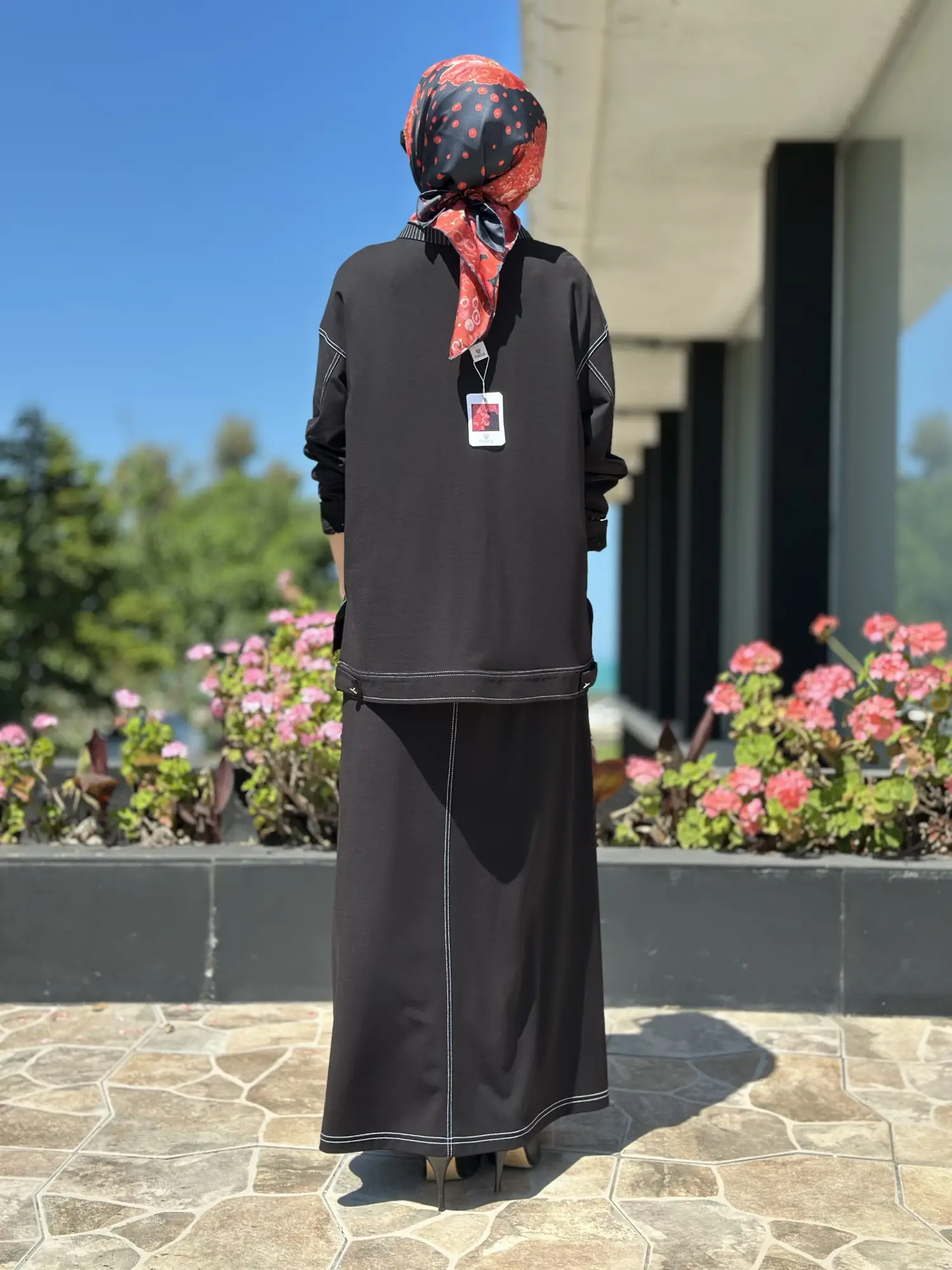 Tığ Triko Çizgi Ve Spor Dikiş Detaylı Etekli Takım  TKM5064