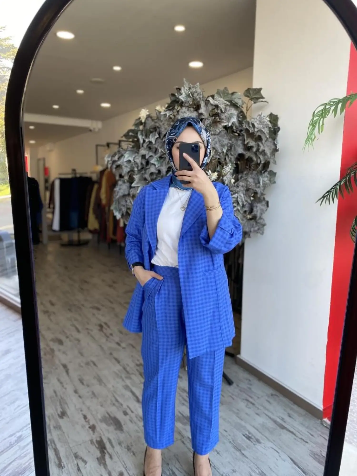 Tığ Triko Ekose Kombinli Ceket Pantolon Takım TKM1858