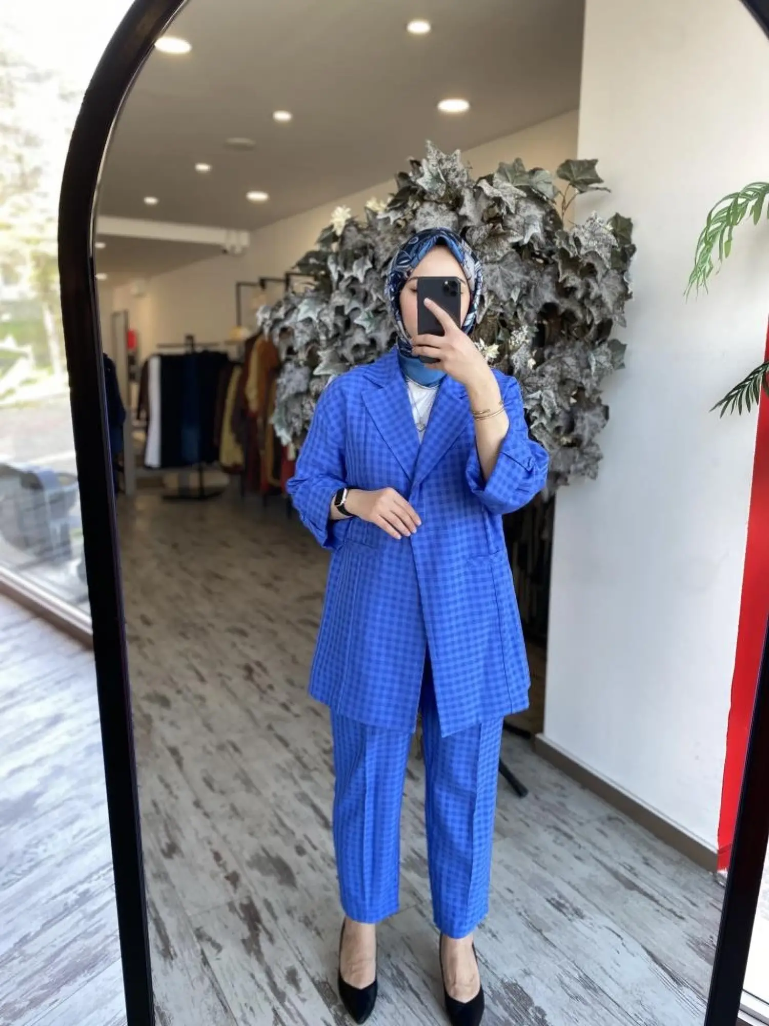 Tığ Triko Ekose Kombinli Ceket Pantolon Takım TKM1858