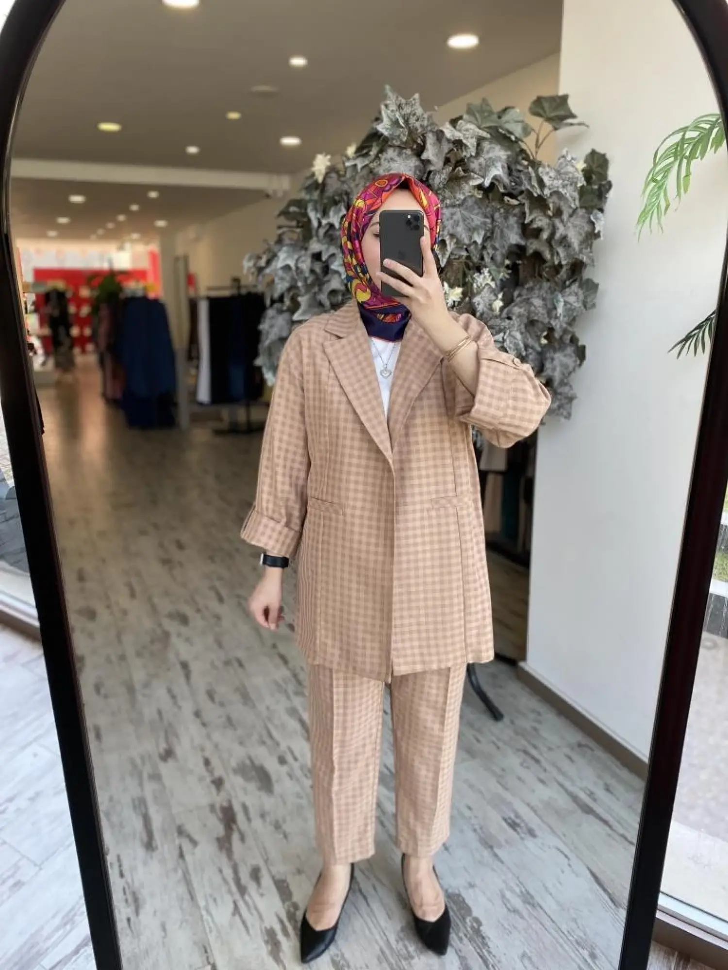 Tığ Triko Ekose Kombinli Ceket Pantolon Takım TKM1858