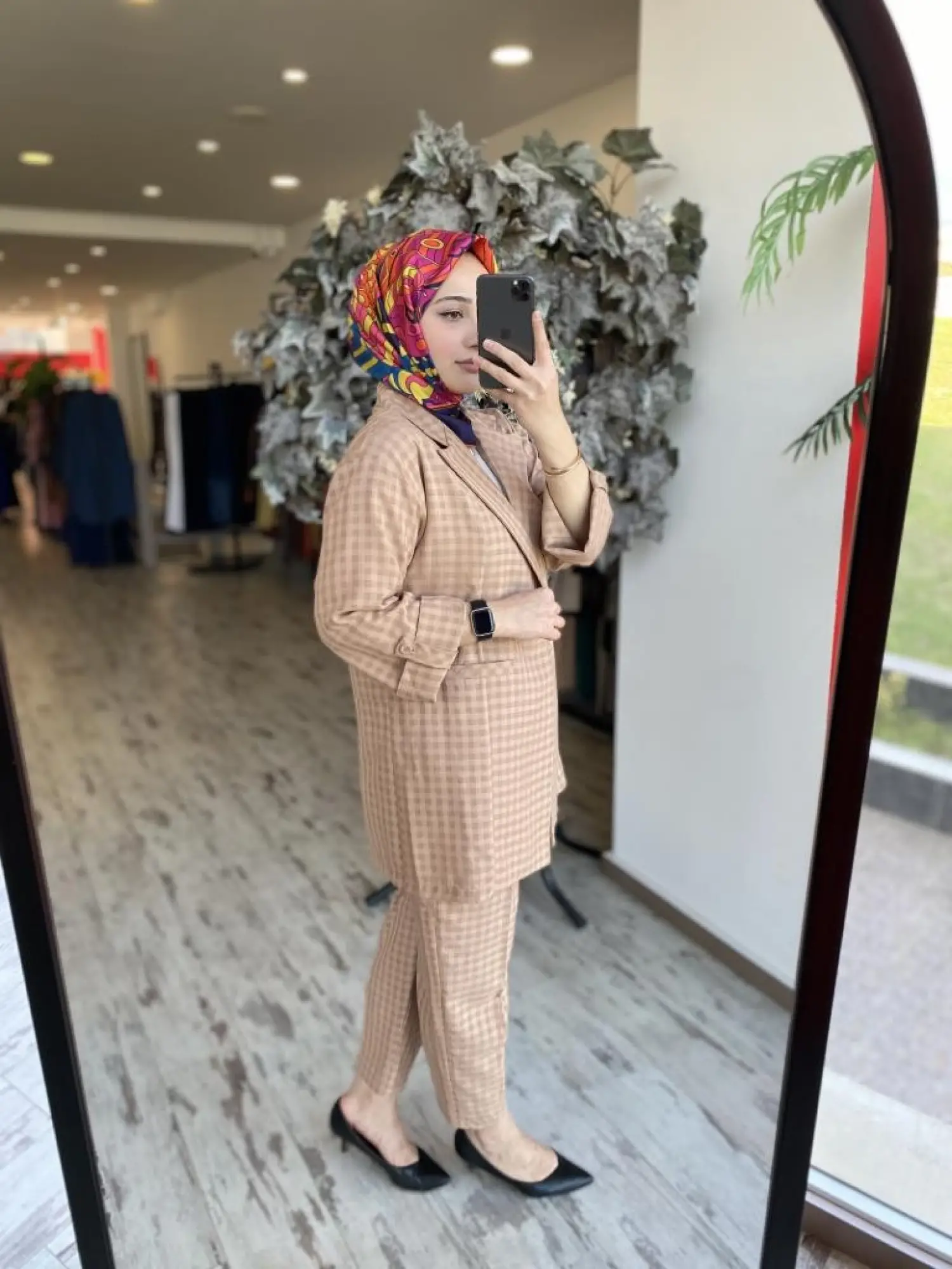 Tığ Triko Ekose Kombinli Ceket Pantolon Takım TKM1858