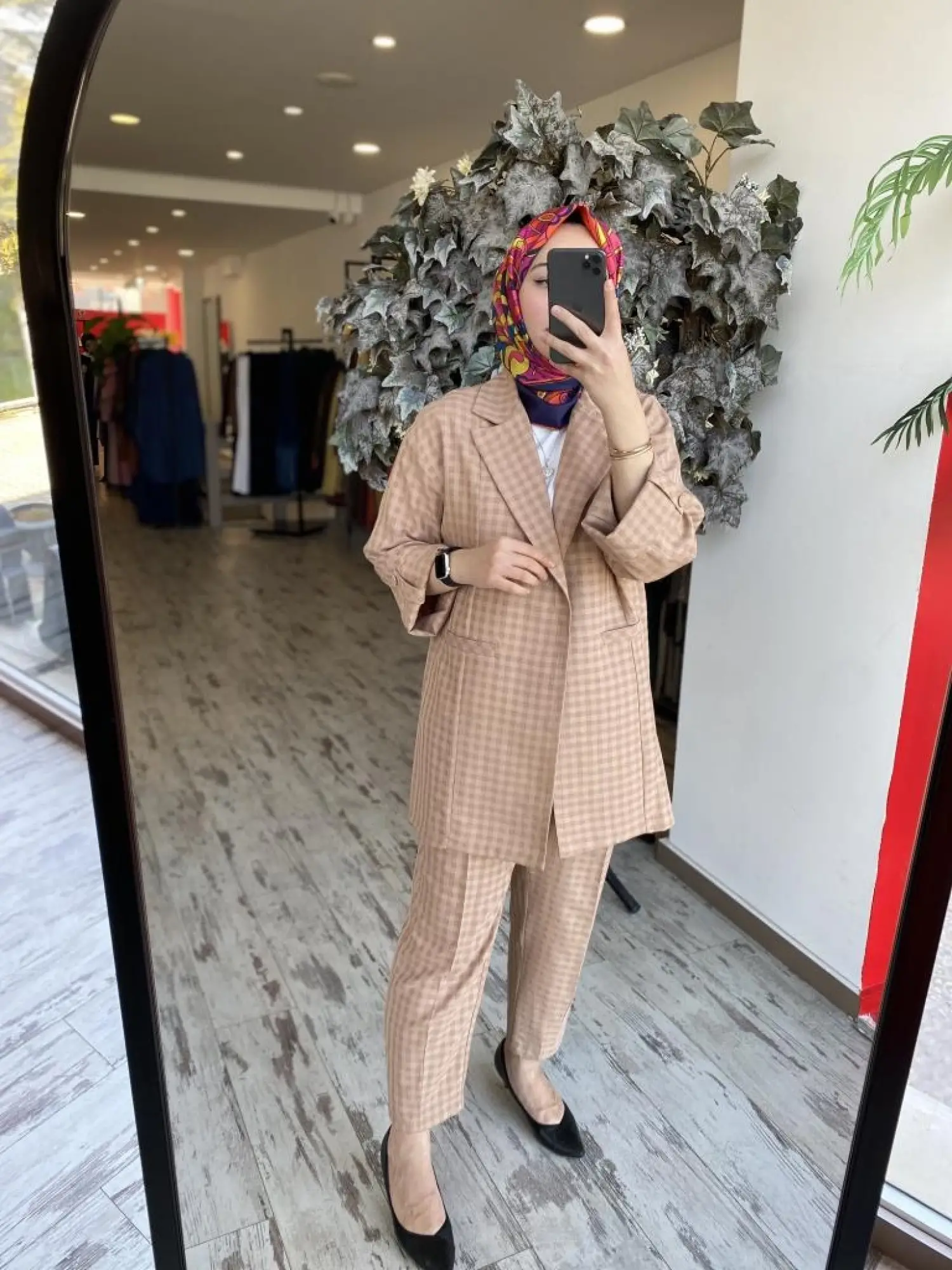 Tığ Triko Ekose Kombinli Ceket Pantolon Takım TKM1858