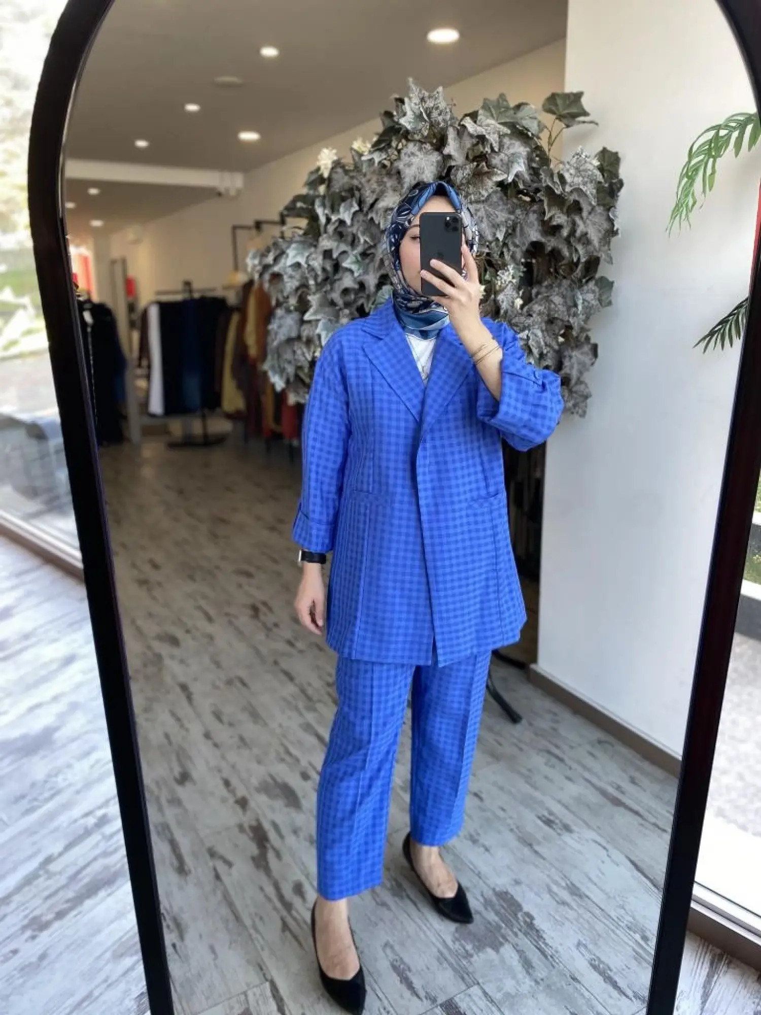 Tığ Triko Ekose Kombinli Ceket Pantolon Takım TKM1858