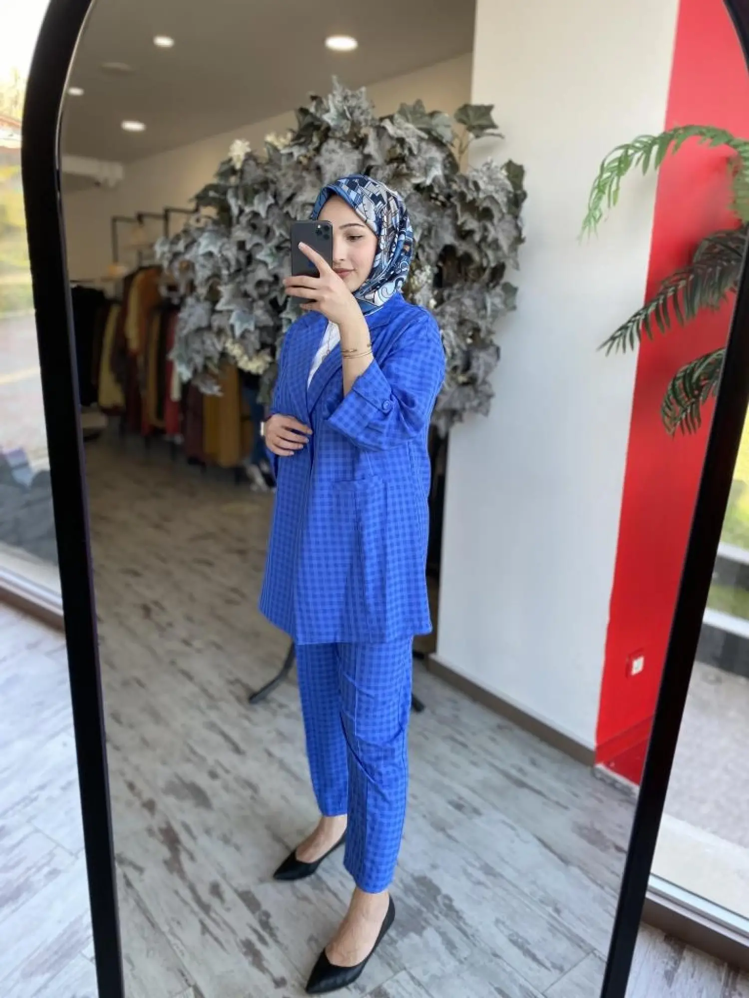 Tığ Triko Ekose Kombinli Ceket Pantolon Takım TKM1858