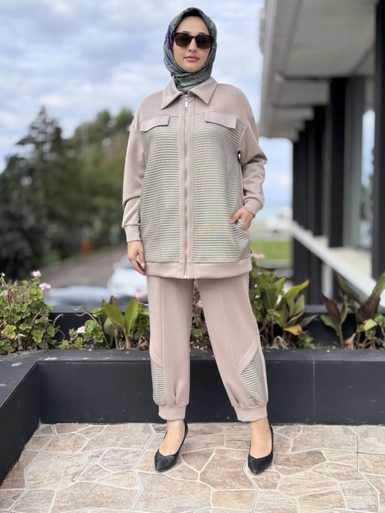 Tığ Triko File Kaplamalı Pantolonlu Takım TKM5007