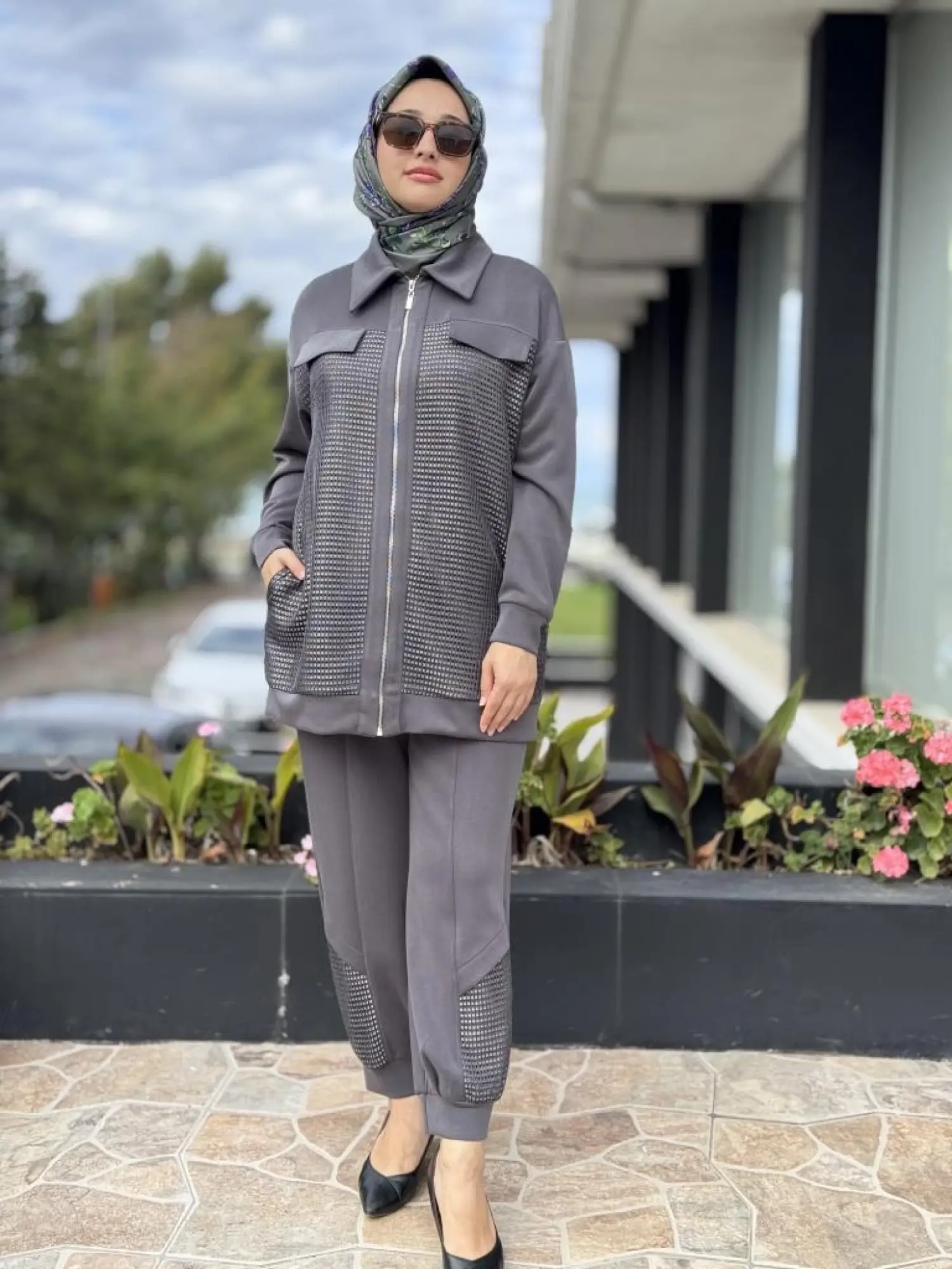 Tığ Triko File Kaplamalı Pantolonlu Takım TKM5007