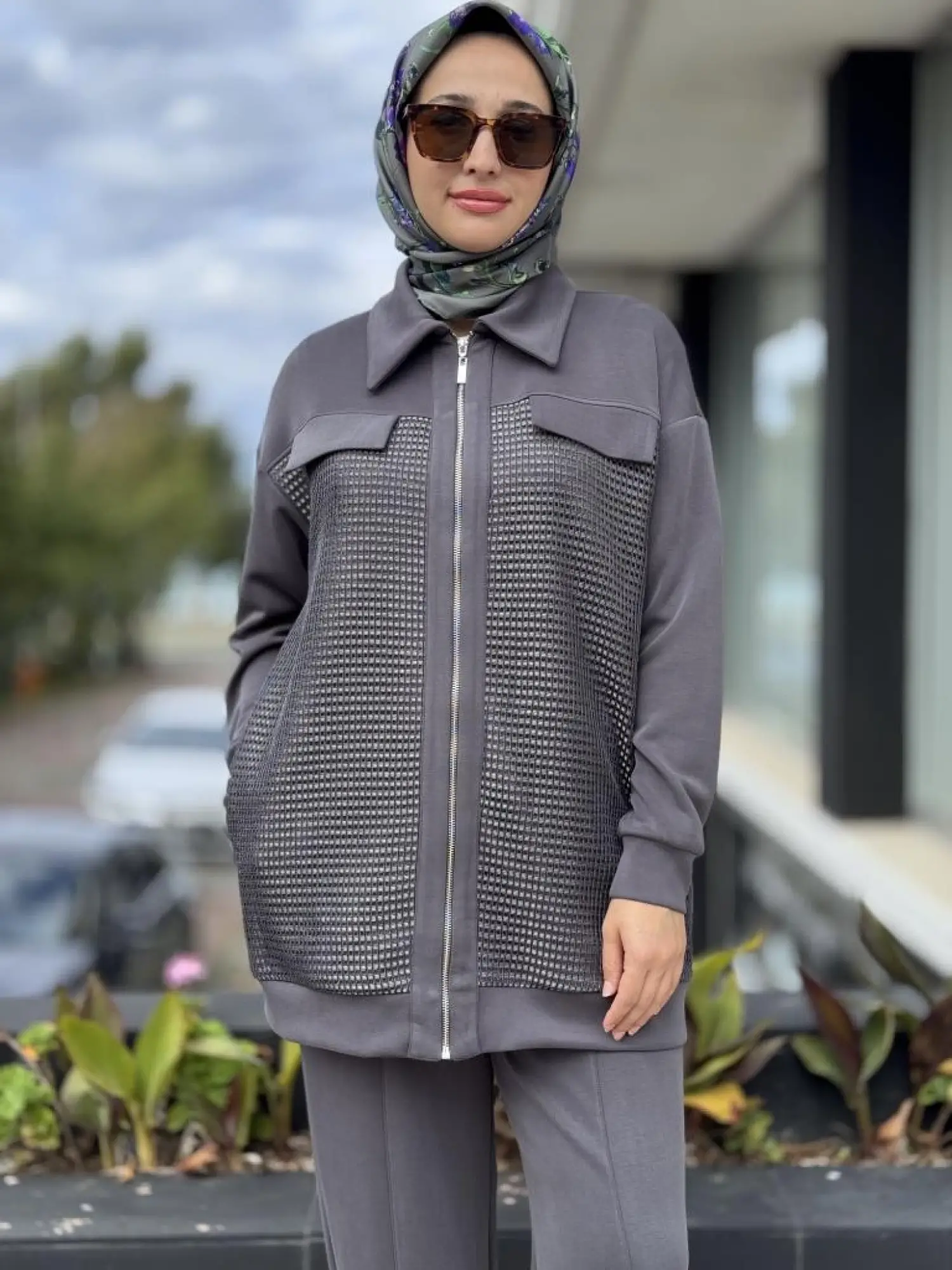 Tığ Triko File Kaplamalı Pantolonlu Takım TKM5007