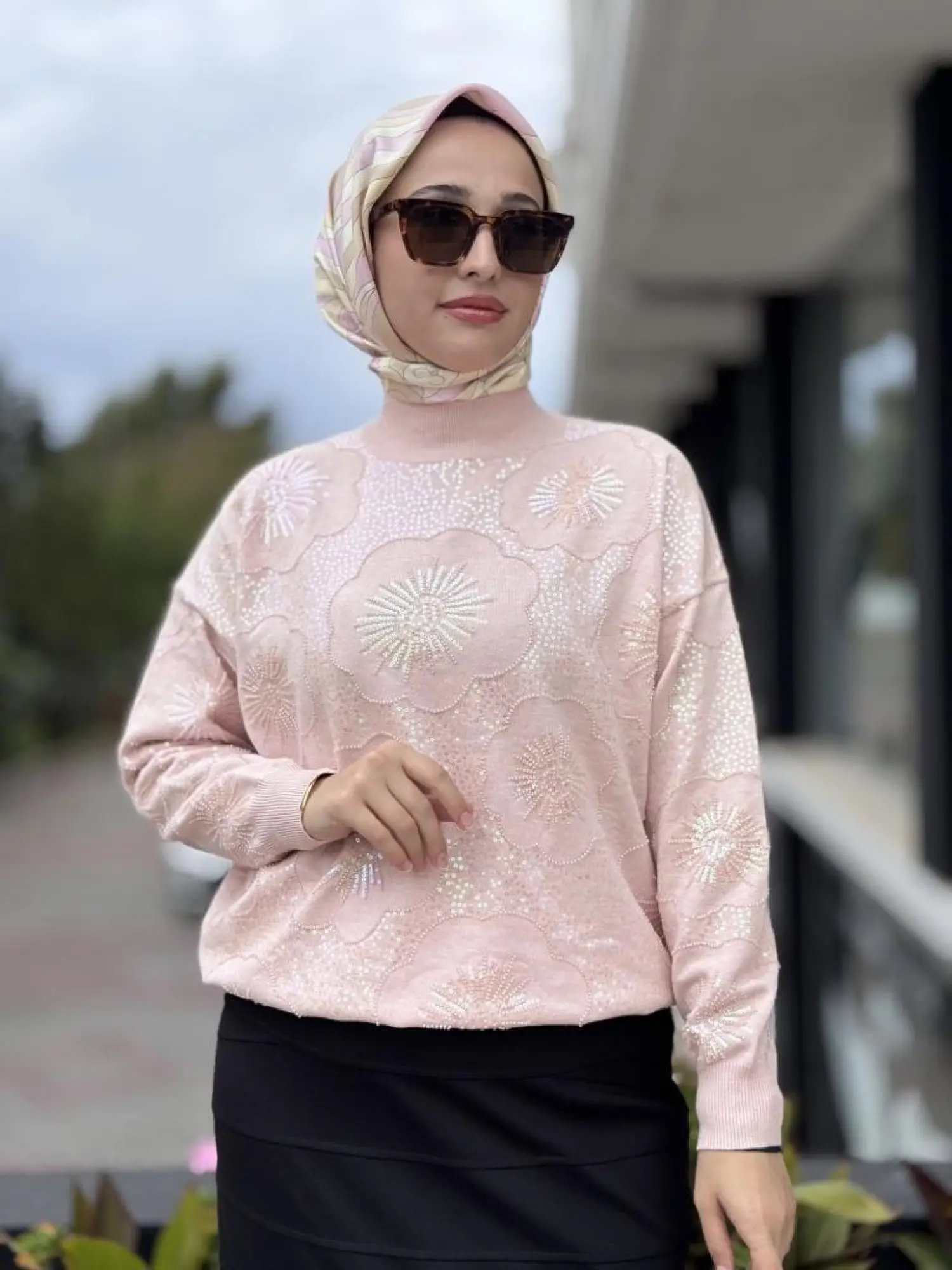 Tığ Triko İşlemeli Yarım Balıkçıyaka Bluz BLZ22001