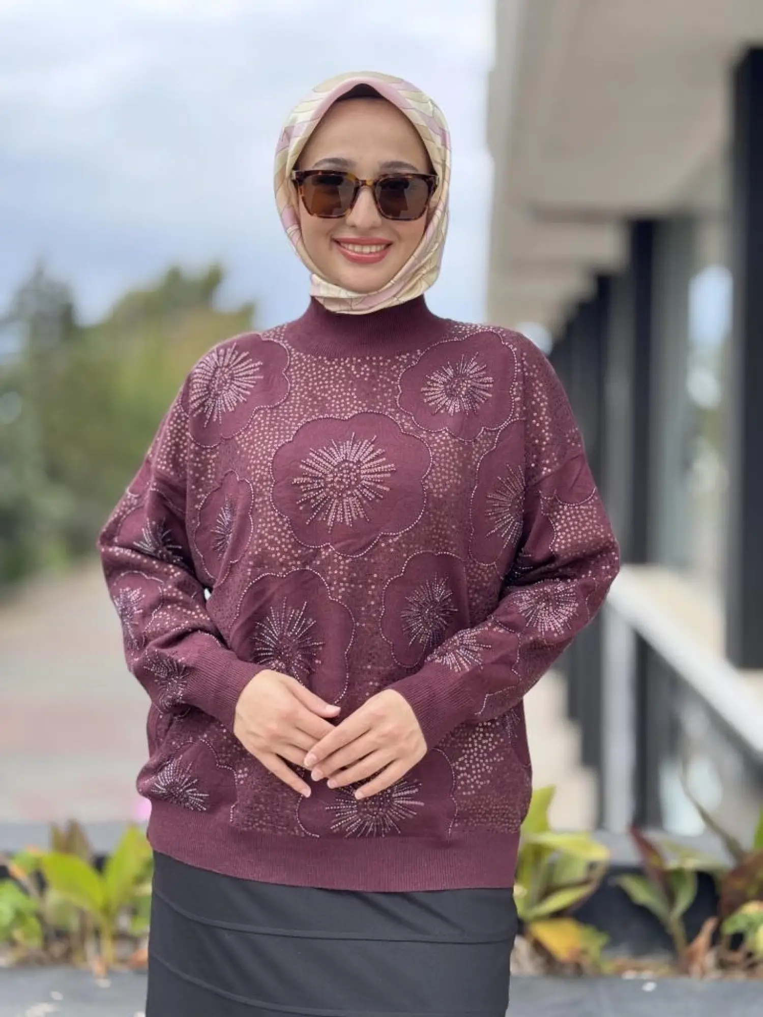 Tığ Triko İşlemeli Yarım Balıkçıyaka Bluz BLZ22001