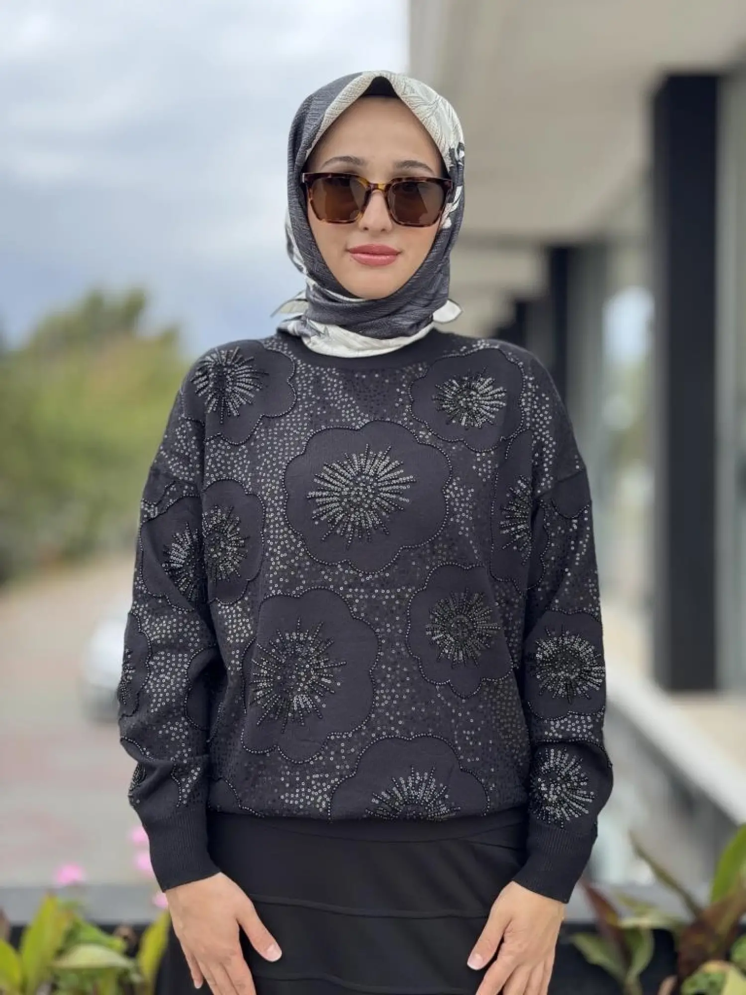 Tığ Triko İşlemeli Yarım Balıkçıyaka Bluz BLZ22001