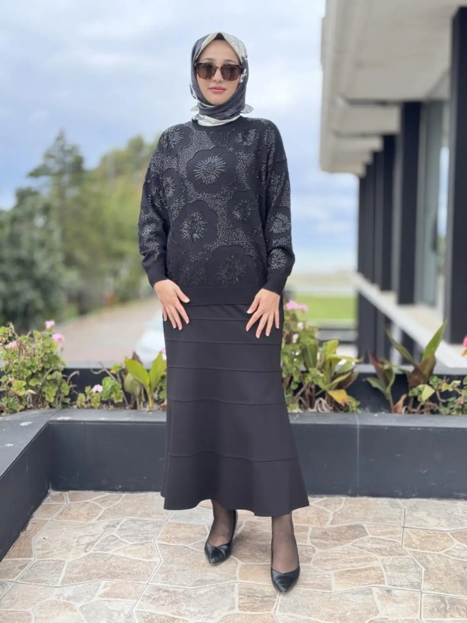 Tığ Triko İşlemeli Yarım Balıkçıyaka Bluz BLZ22001