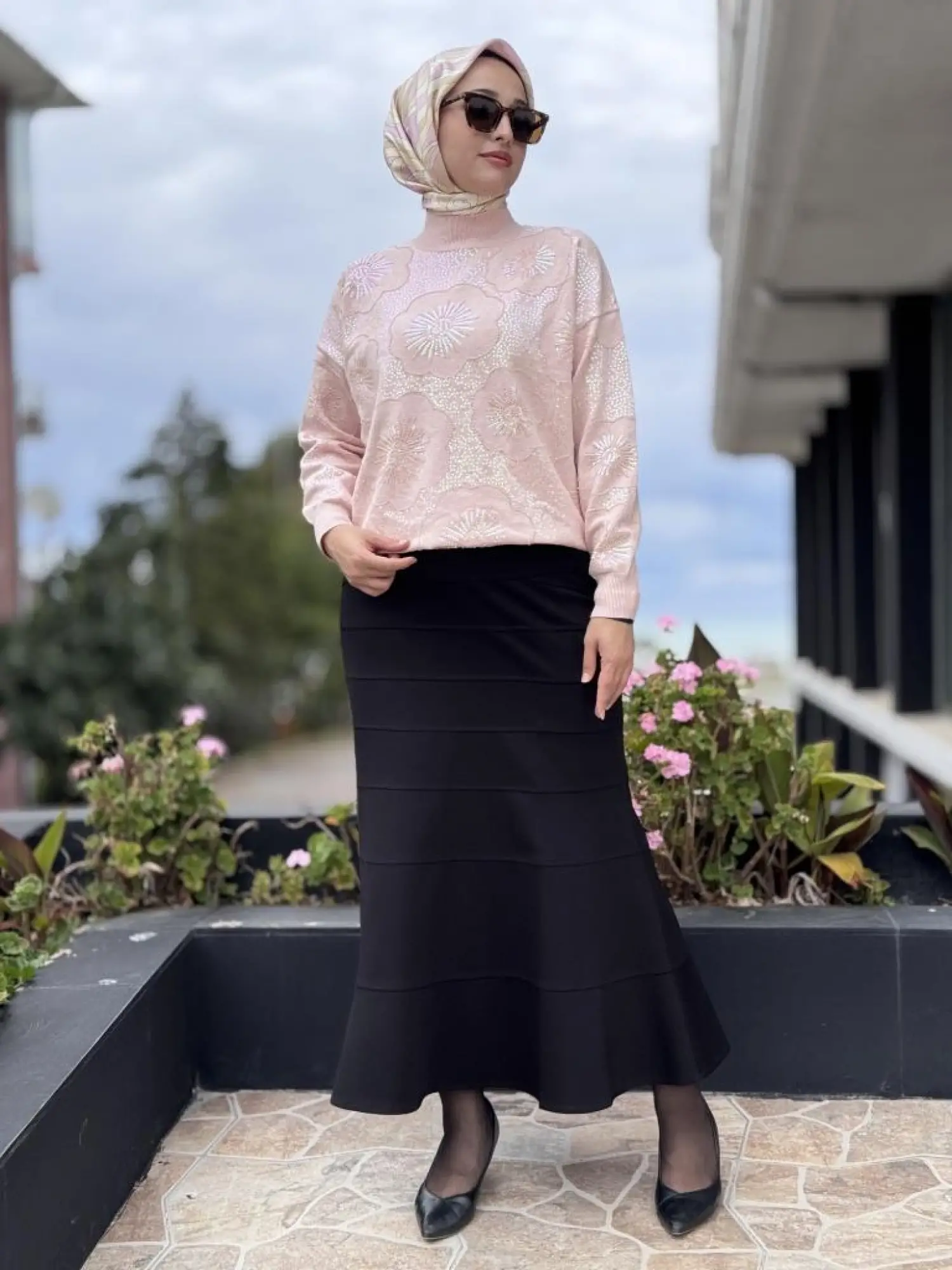 Tığ Triko İşlemeli Yarım Balıkçıyaka Bluz BLZ22001