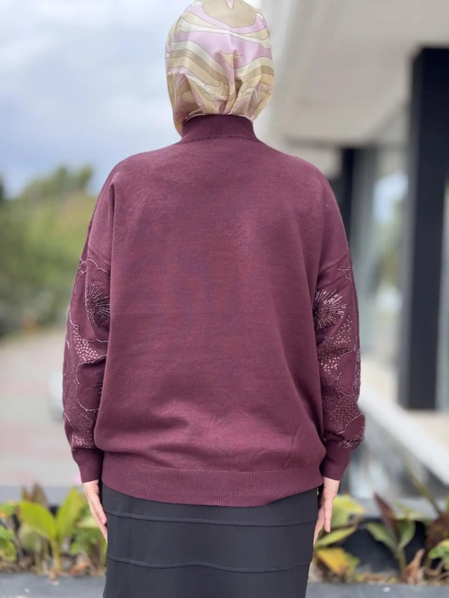 Tığ Triko İşlemeli Yarım Balıkçıyaka Bluz BLZ22001