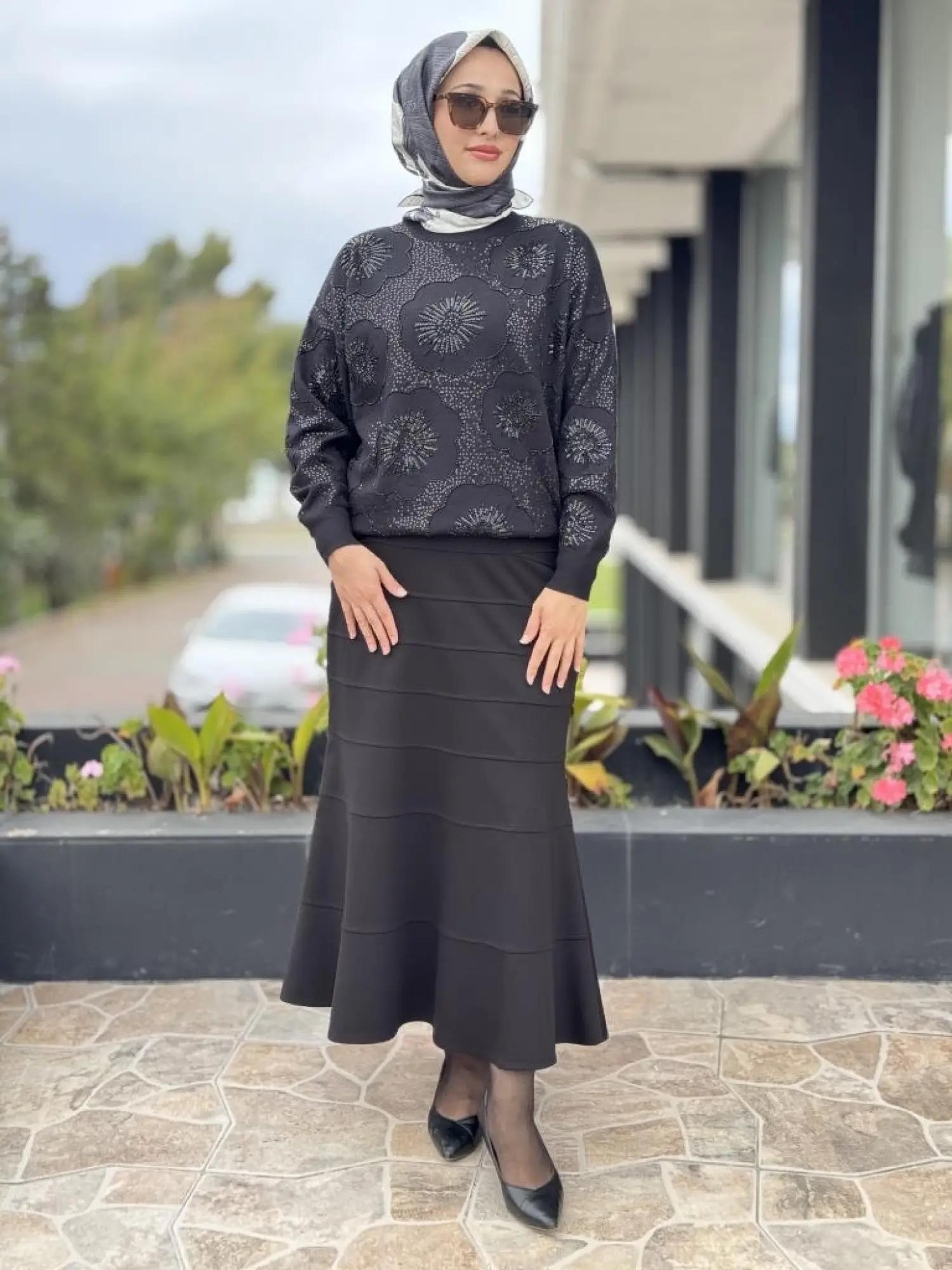 Tığ Triko İşlemeli Yarım Balıkçıyaka Bluz BLZ22001