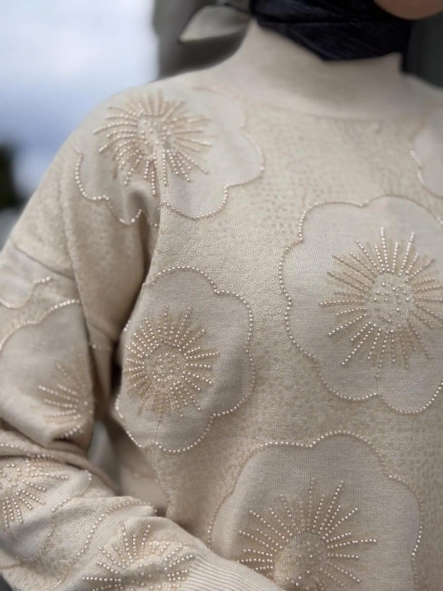 Tığ Triko İşlemeli Yarım Balıkçıyaka Bluz BLZ22001