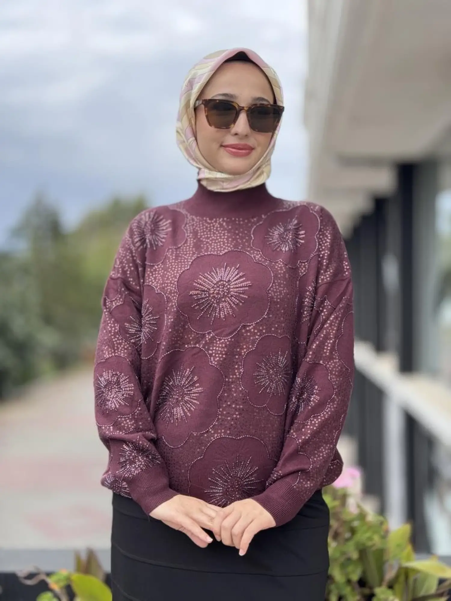 Tığ Triko İşlemeli Yarım Balıkçıyaka Bluz BLZ22001