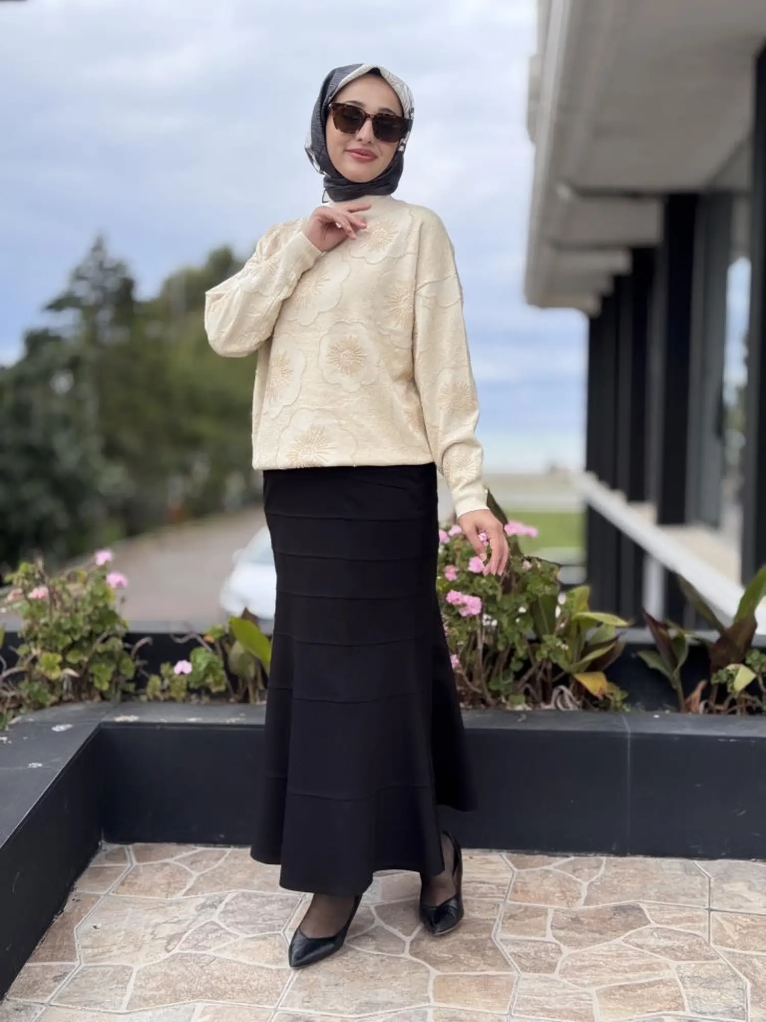 Tığ Triko İşlemeli Yarım Balıkçıyaka Bluz BLZ22001