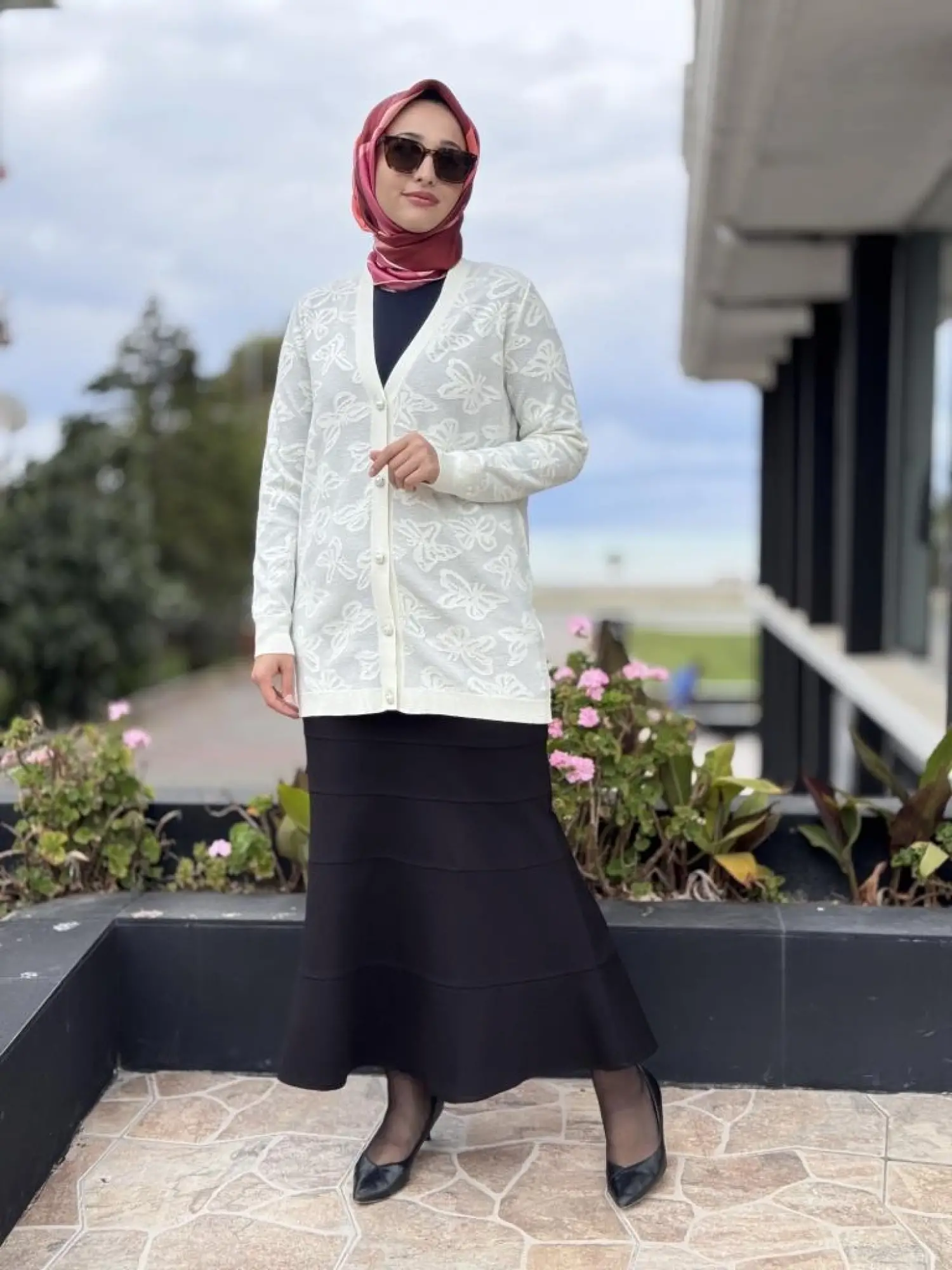 Tığ Triko Kelebek Sim Jakarlı Triko Hırka HRK21853